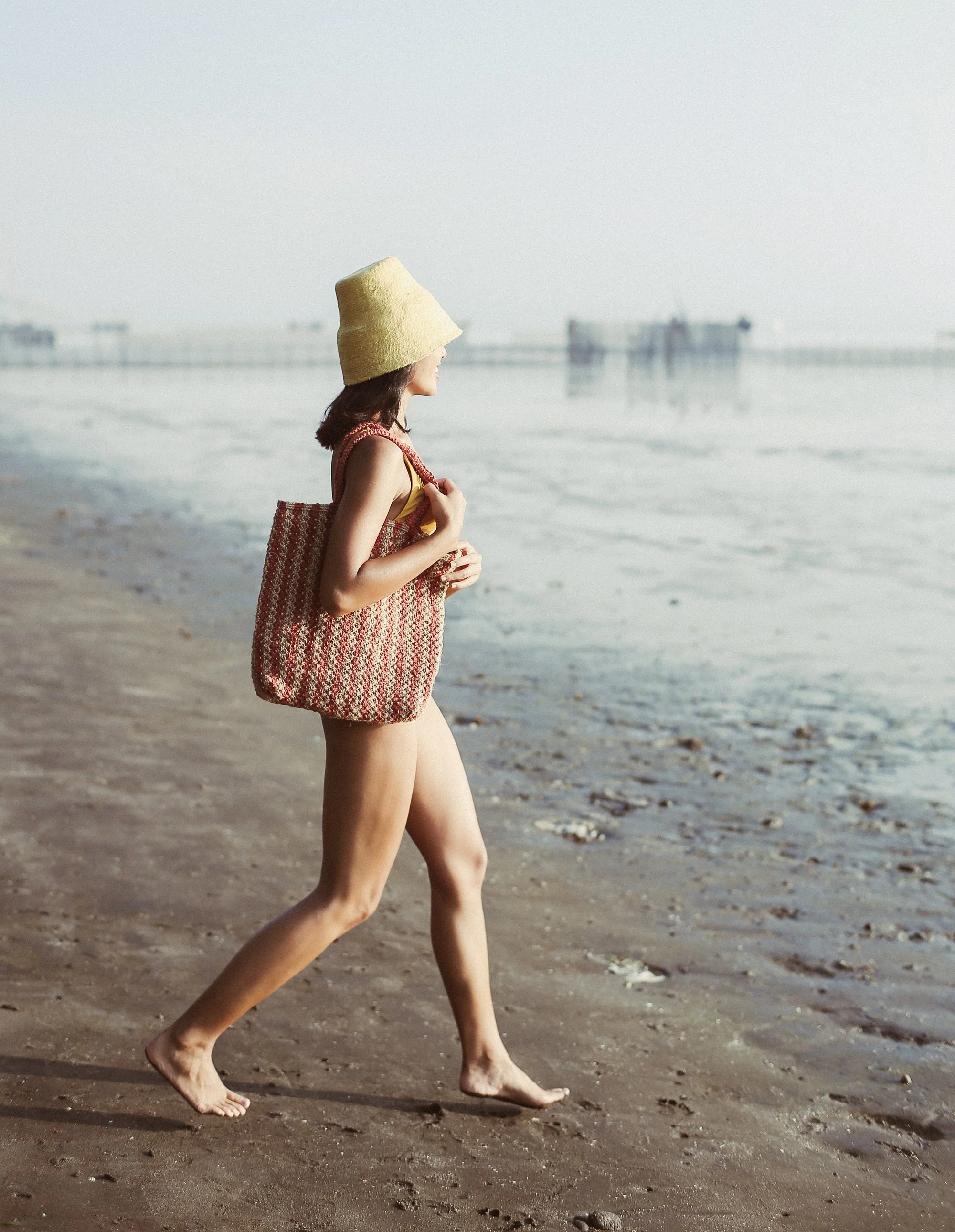 Louisa Striped Straw Tote Bag - Image 3