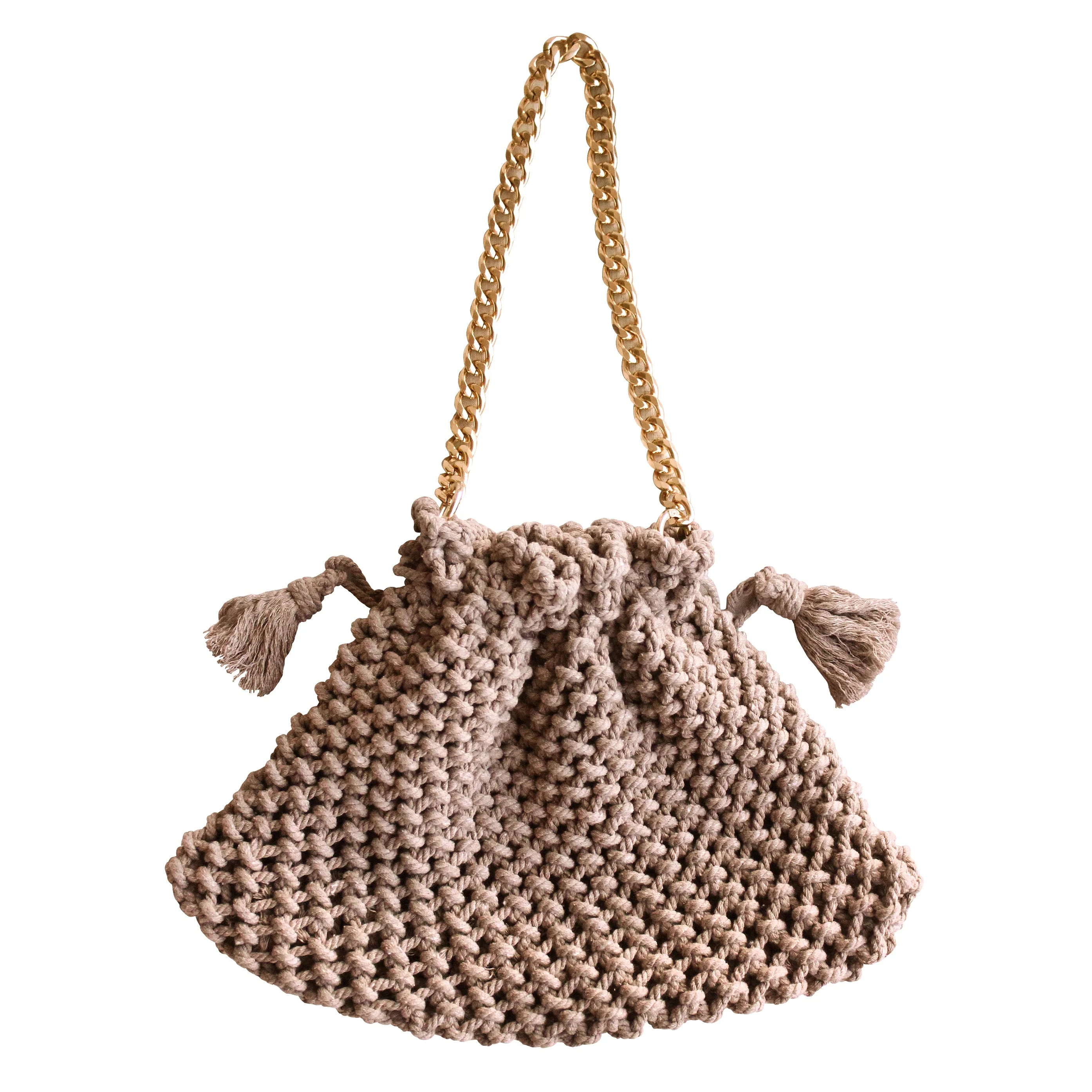 LYON Macrame Tote Bag, in Toasted Beige - Image 5