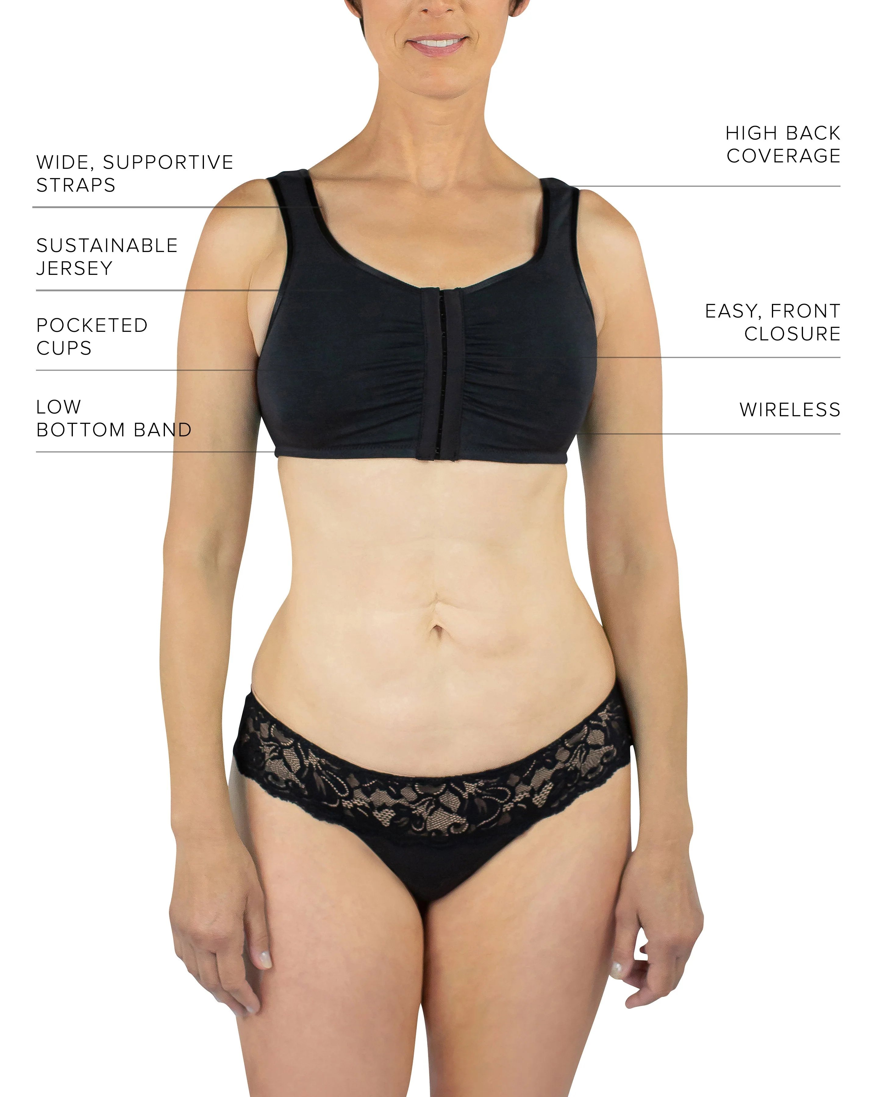 Maia Front Close Bra, Black - Image 7