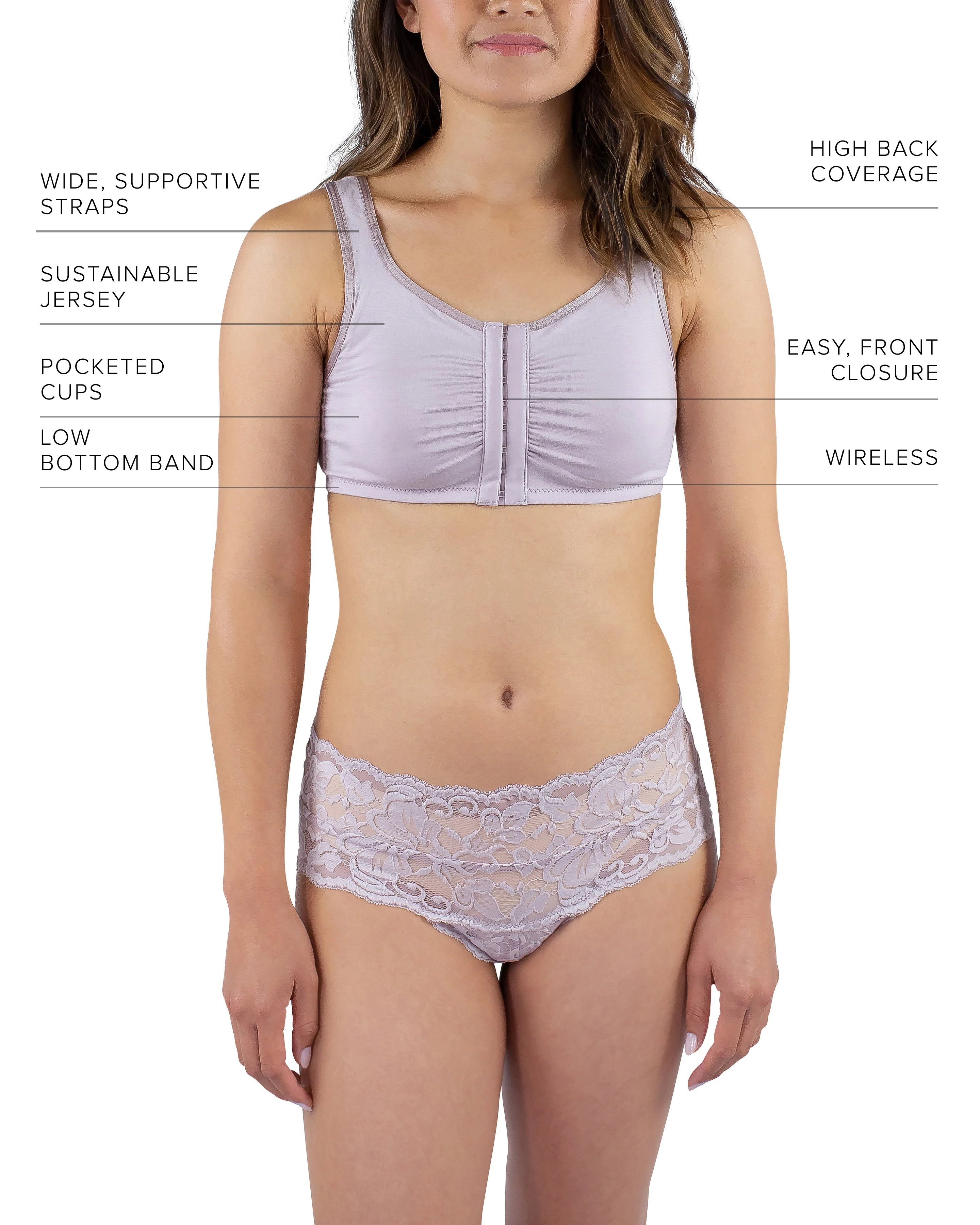 Maia Front Close Bra, Mauve - Image 7