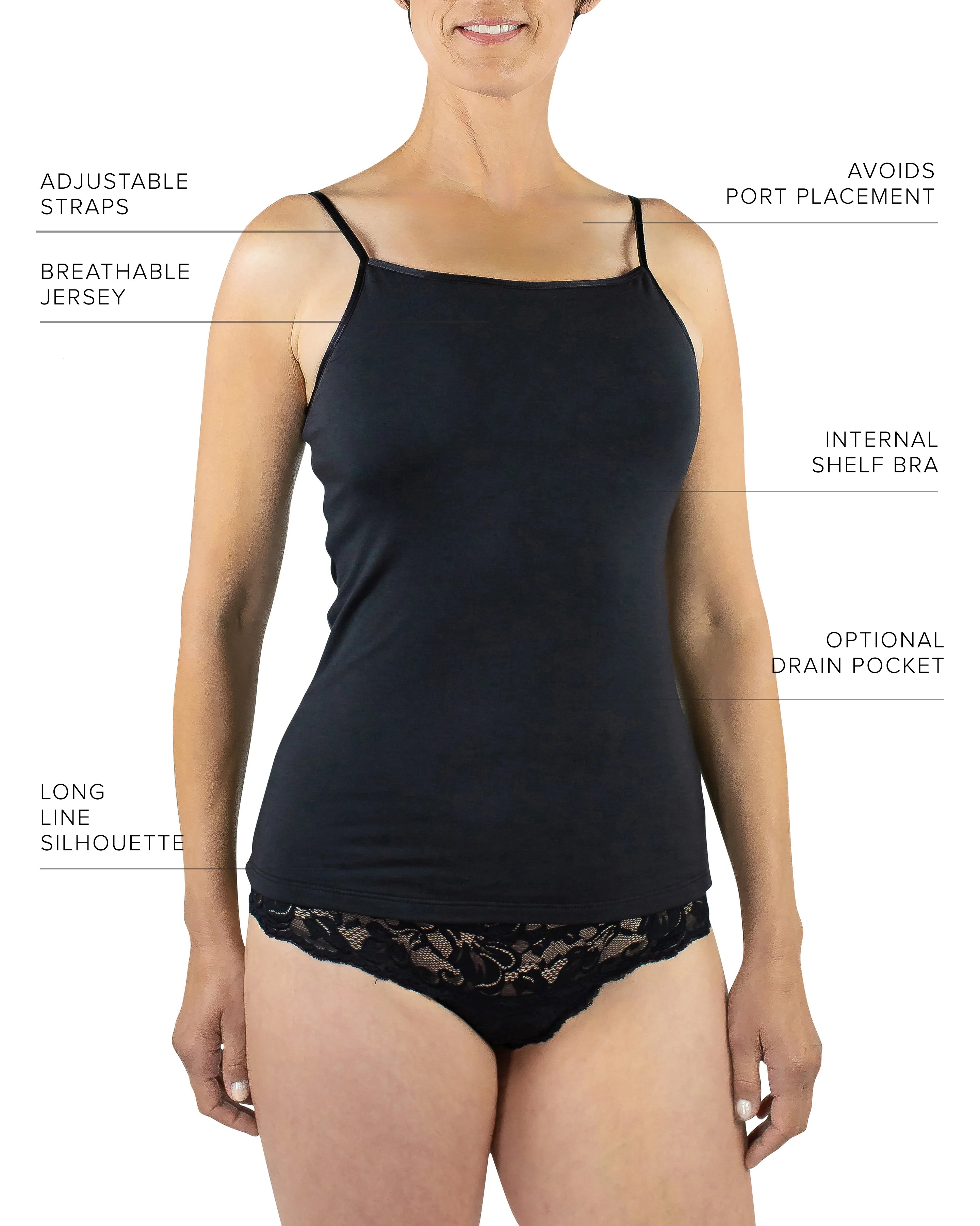 Maia Sustainable Jersey Cami, Black - Image 5