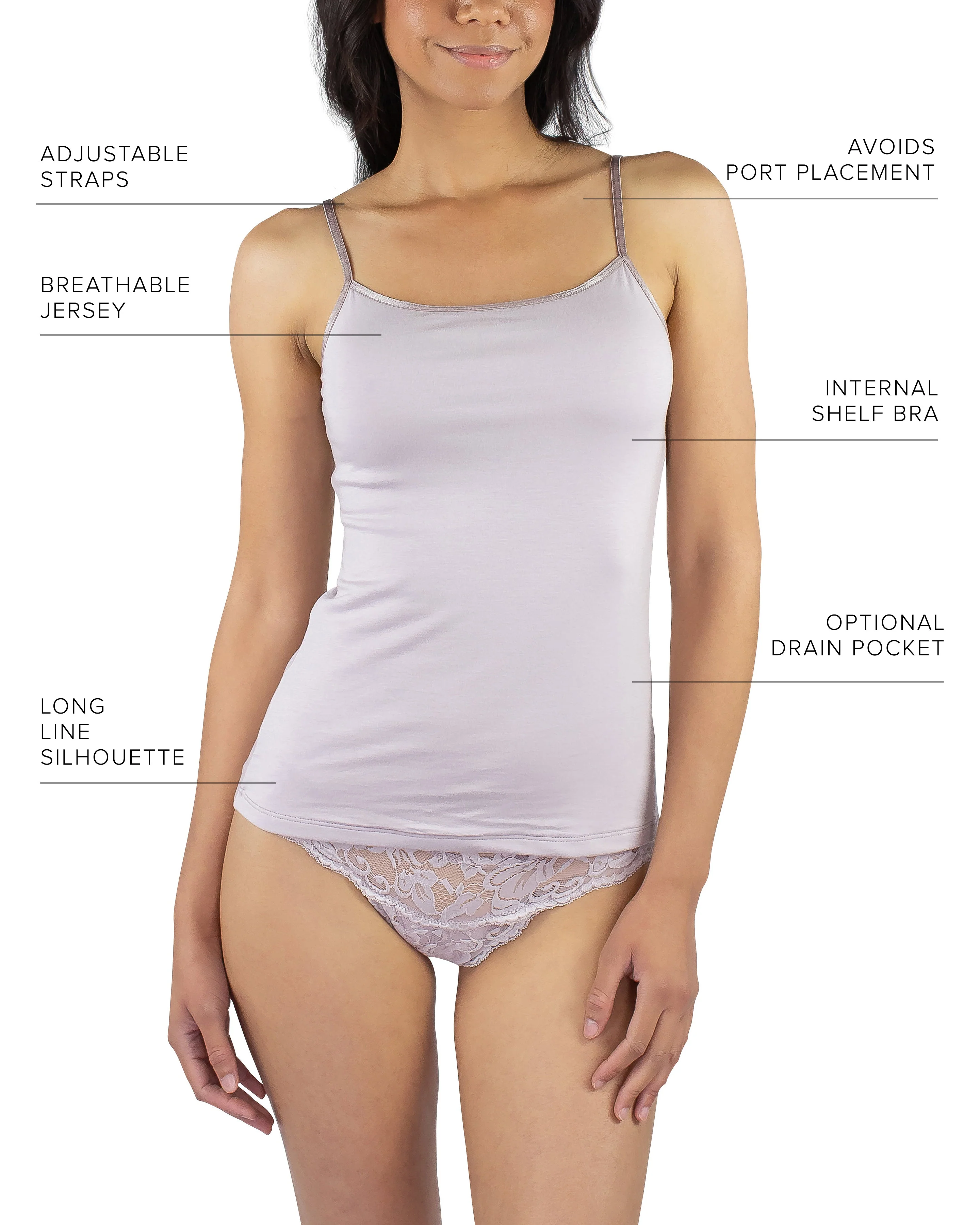 Maia Sustainable Jersey Cami, Mauve - Image 5