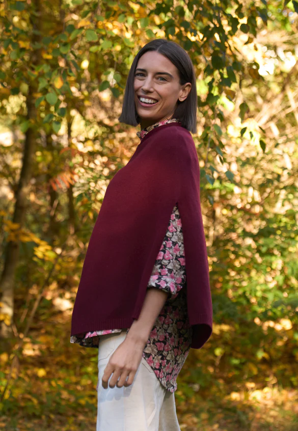 Marblehead Recycled Cashmere Capelet - Bordeaux - Image 2