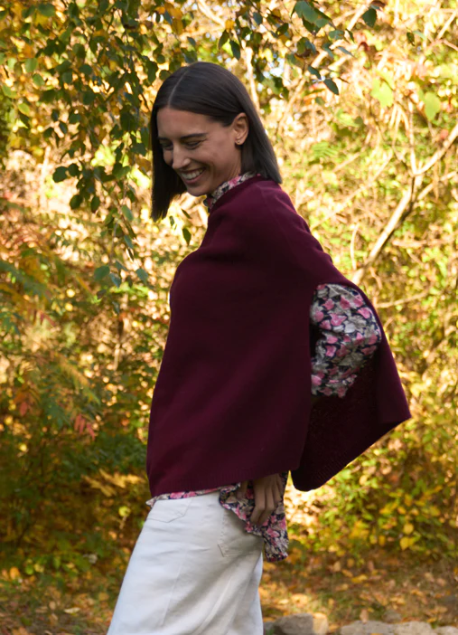 Marblehead Recycled Cashmere Capelet - Bordeaux - Image 3