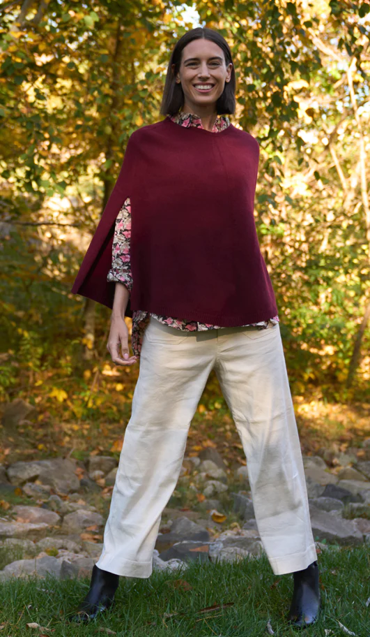 Marblehead Recycled Cashmere Capelet - Bordeaux - Image 4