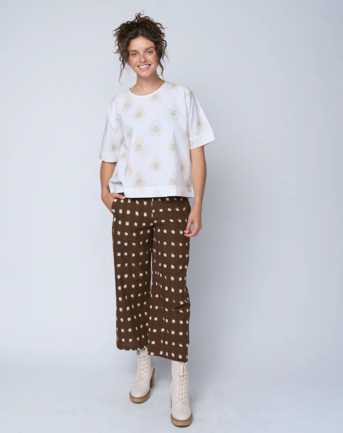 Mare Boxy Cropped Shirt   Totem Paisley Baked Clay & Olive Oil - Image 5