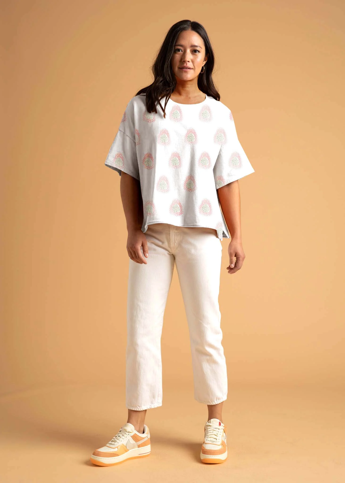 Mare Boxy Cropped Shirt   Totem Paisley Baked Clay & Olive Oil - Image 6