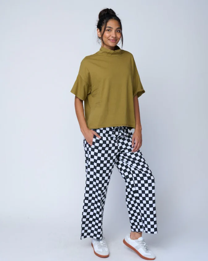 Mare Mock Neck Top - Olive Oil - Image 10