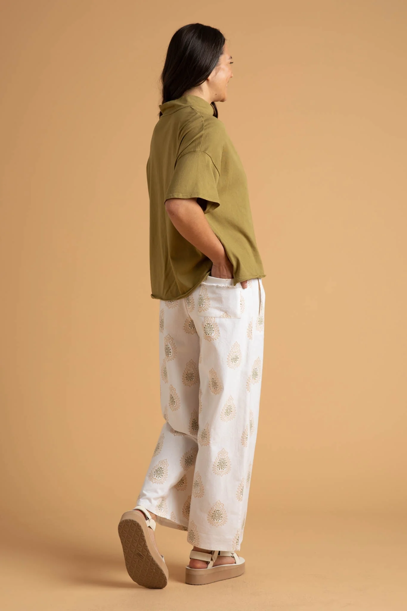 Mare Mock Neck Top - Olive Oil - Image 14