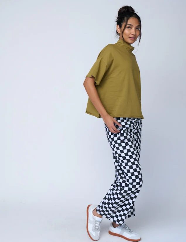 Mare Mock Neck Top - Olive Oil - Image 5