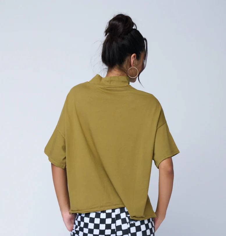 Mare Mock Neck Top - Olive Oil - Image 8