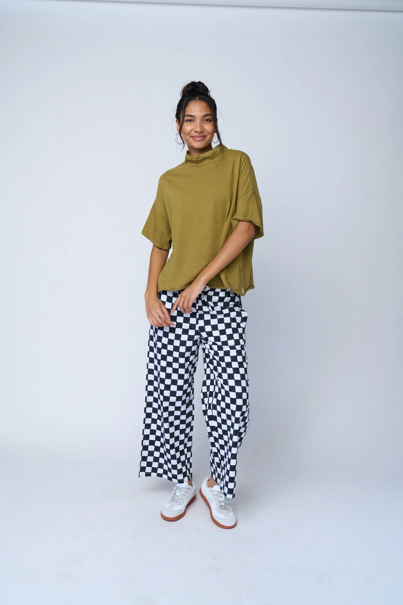 Mare Mock Neck Top - Olive Oil - Image 9
