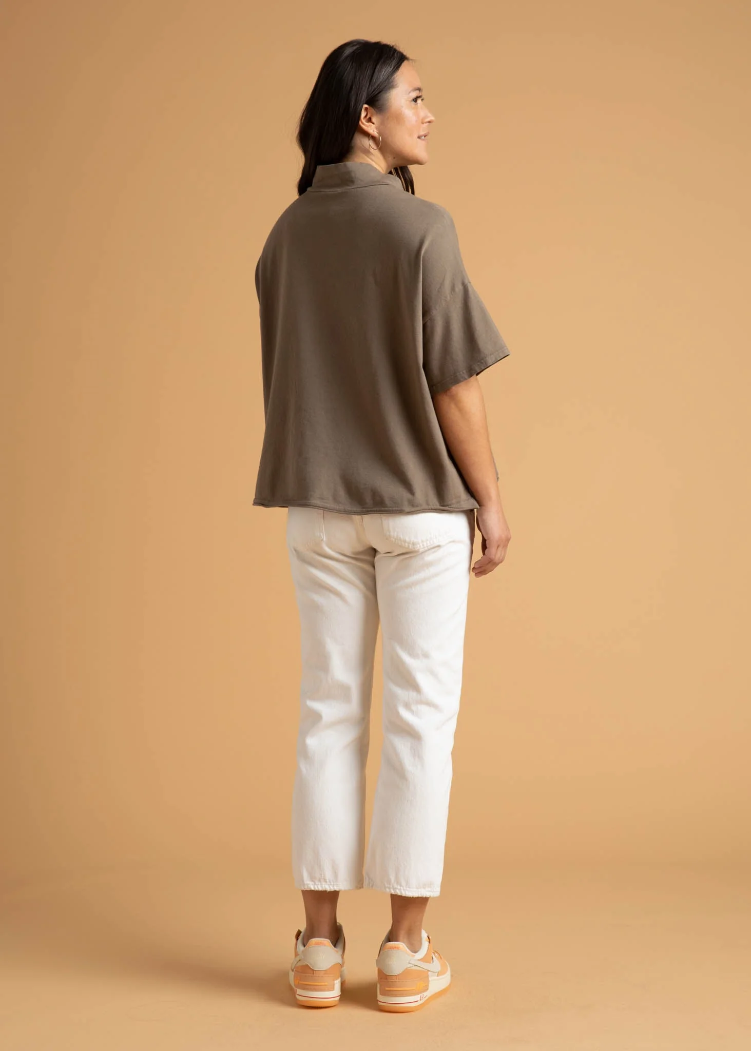 Mare Mock Neck Top - Warm Grey - Image 13