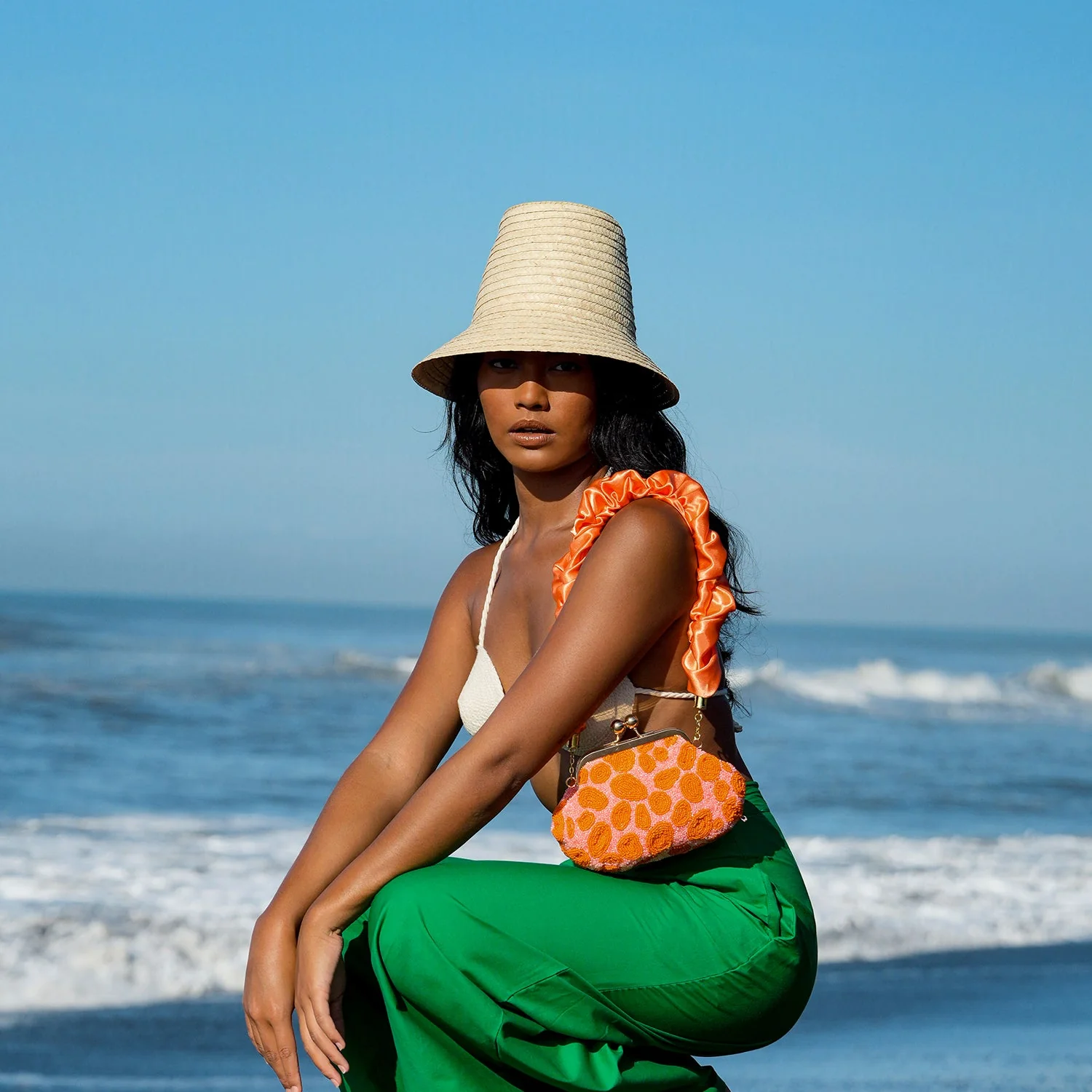 MARGO Palm Straw Hat in Beige - Image 5