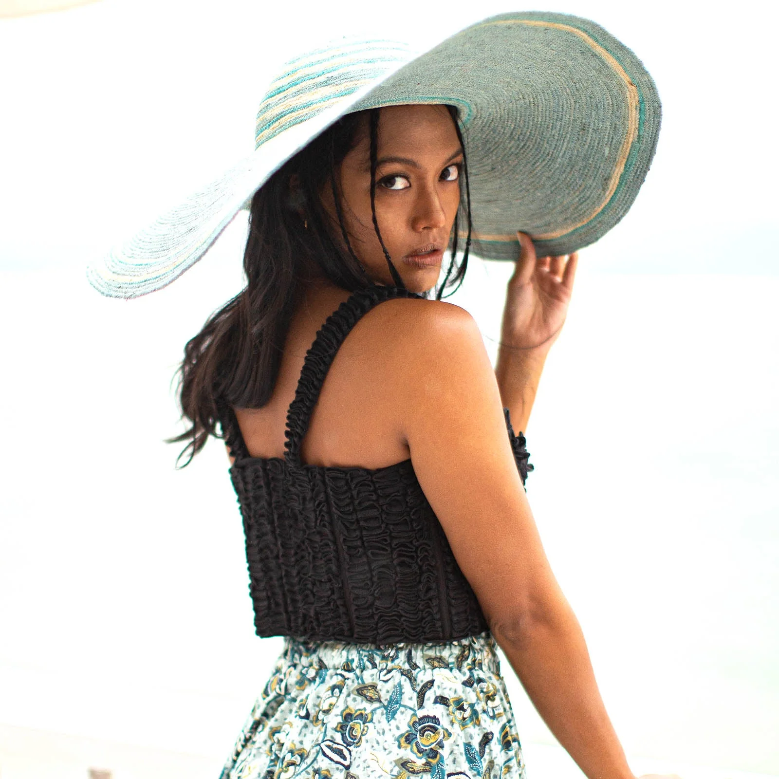 MARIGOLD Hand-embroidered Ribbon Bustier Top In Black - Image 3
