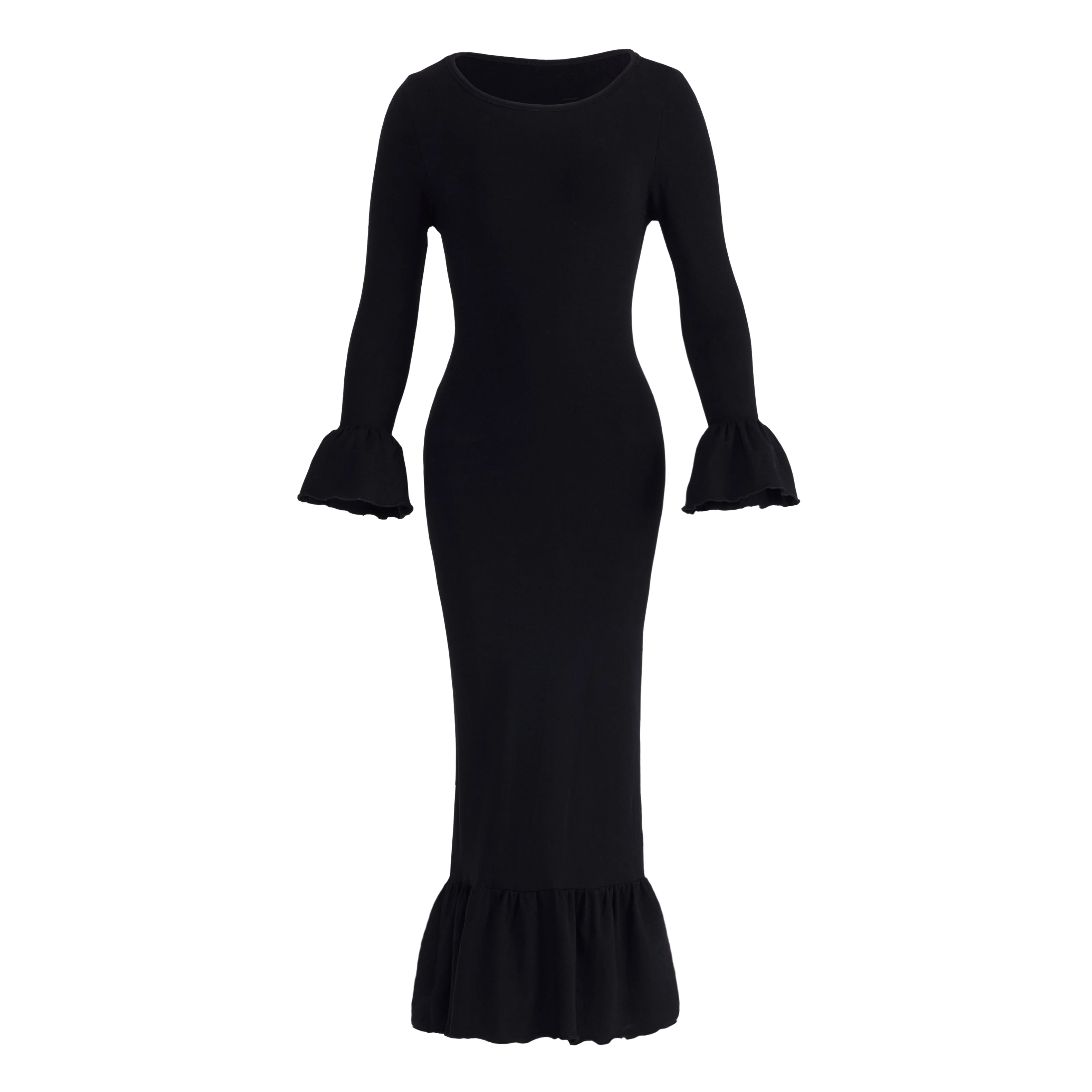 MARJORIE Bamboo Ruffle Dress, in Black - Image 6