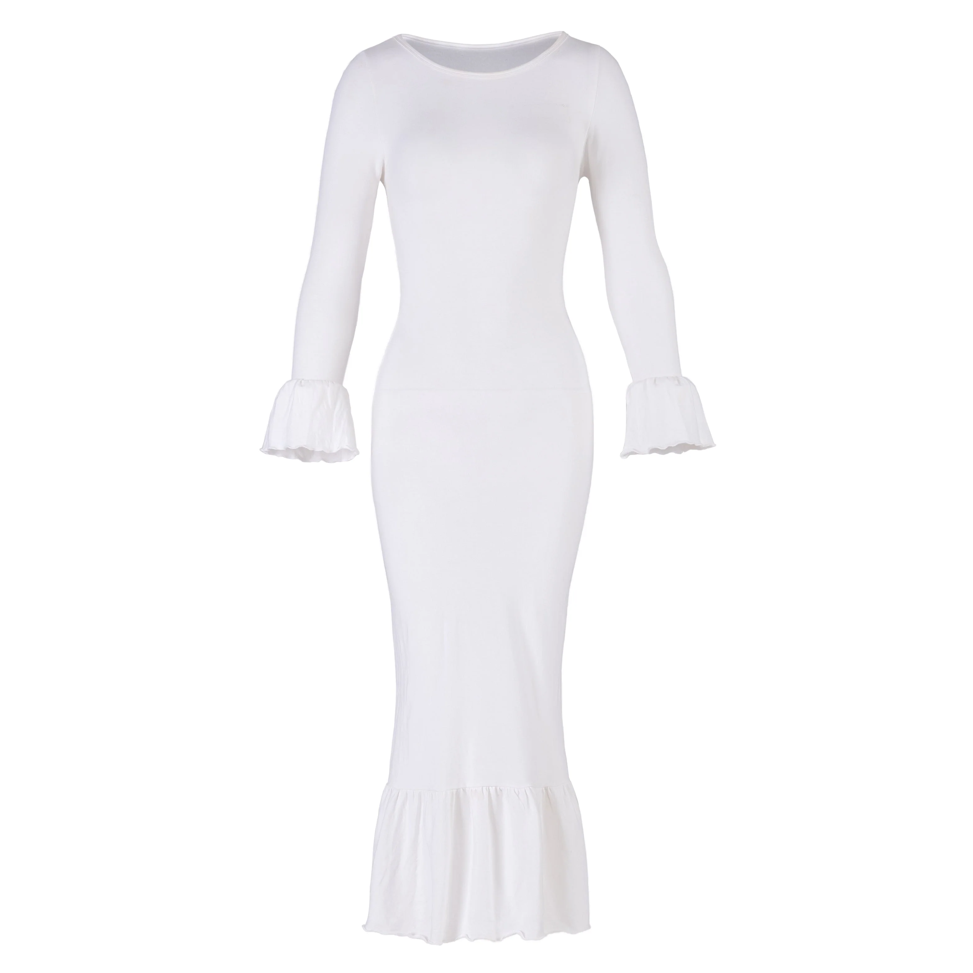 MARJORIE Bamboo Ruffle Dress In Off-white - Image 6