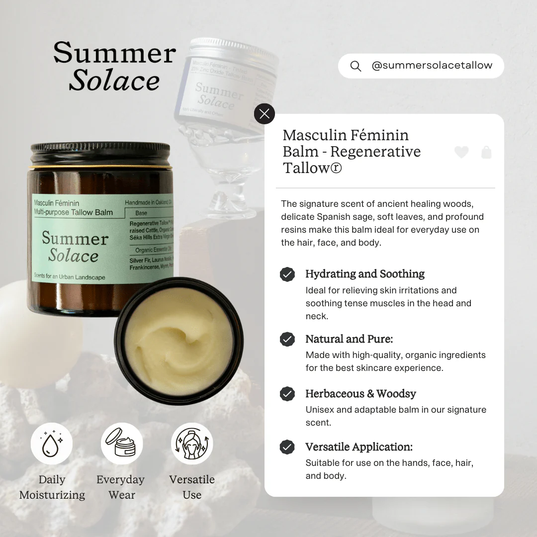 Masculin Féminin Tallow Balm – Frankincense, Patchouli & Hinoki Wood - Image 11