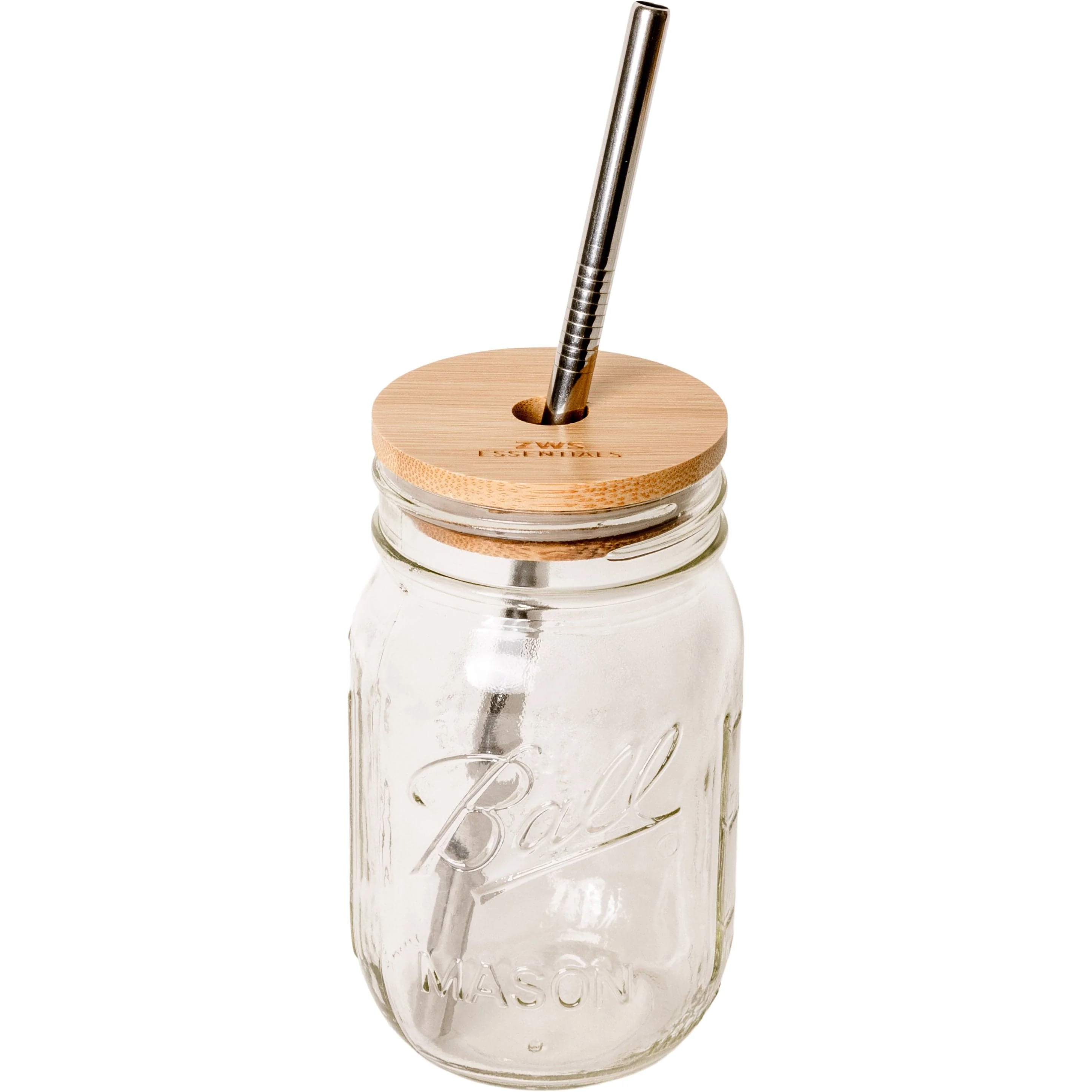 Mason Jar Kit- Mason Jar, Bamboo Lid, Stainless Steel Straw - Image 4