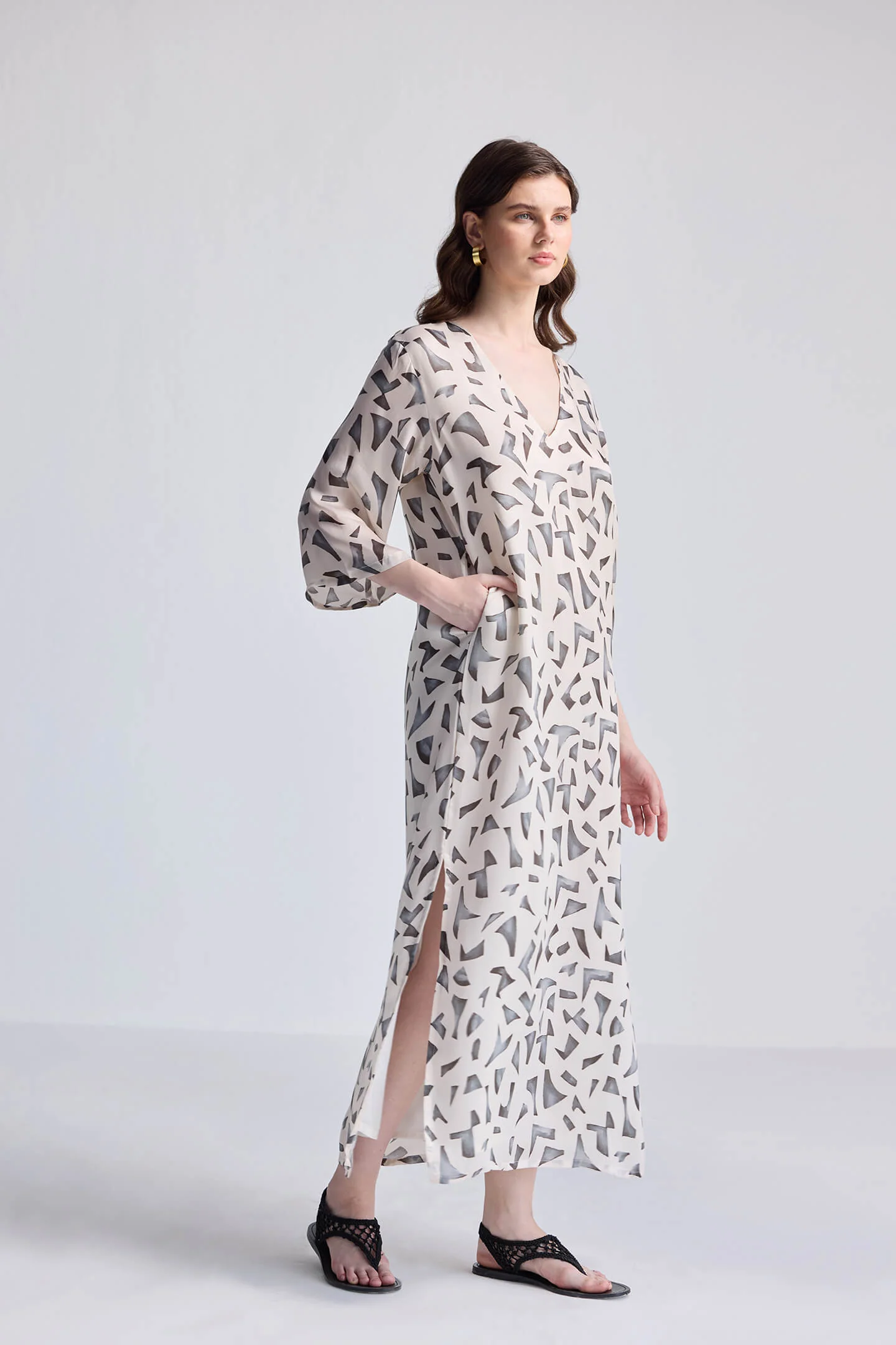 Maxi Dress with Side Slits in Mosaic - Image 2