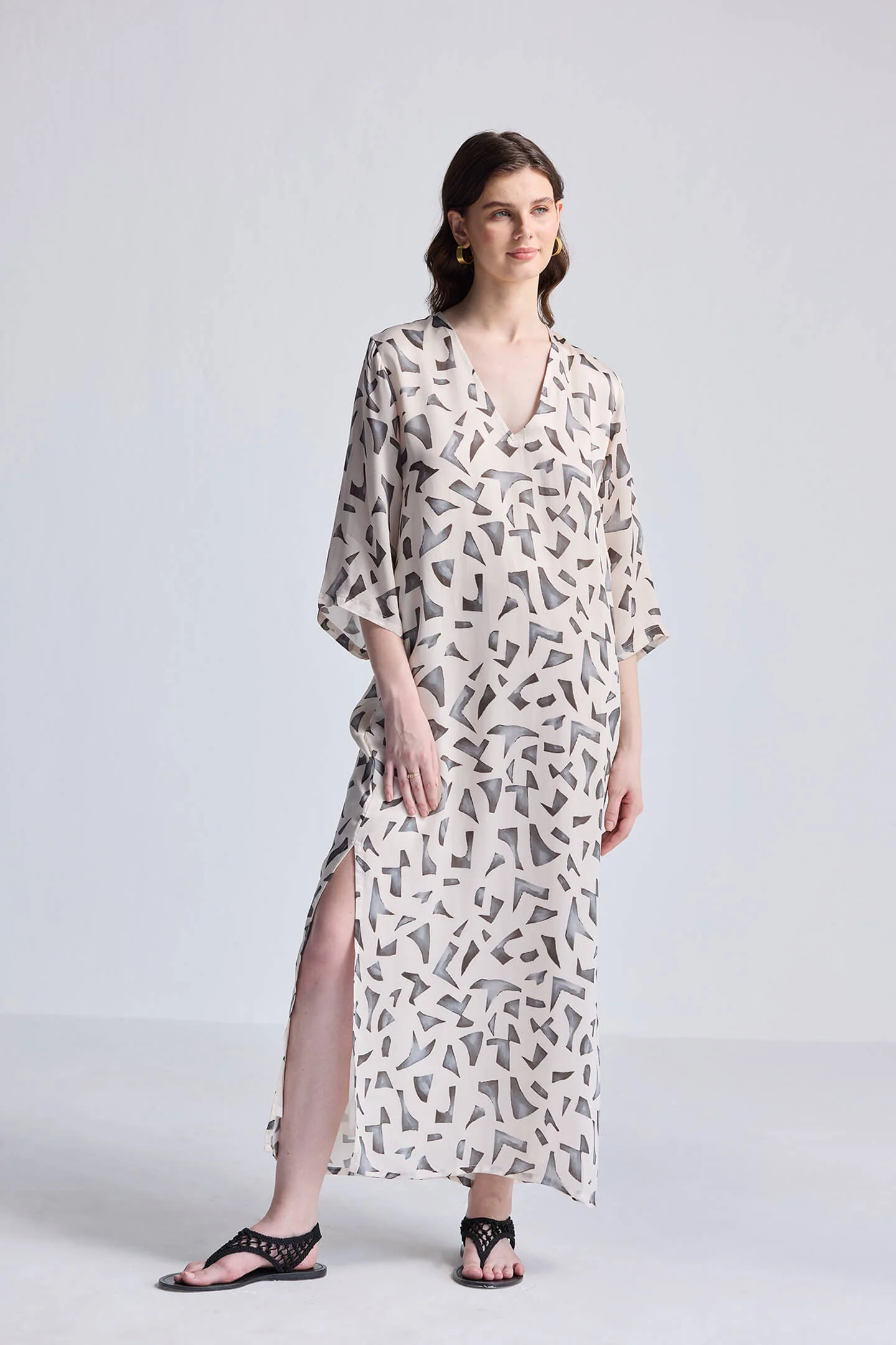 Maxi Dress with Side Slits in Mosaic - Image 4