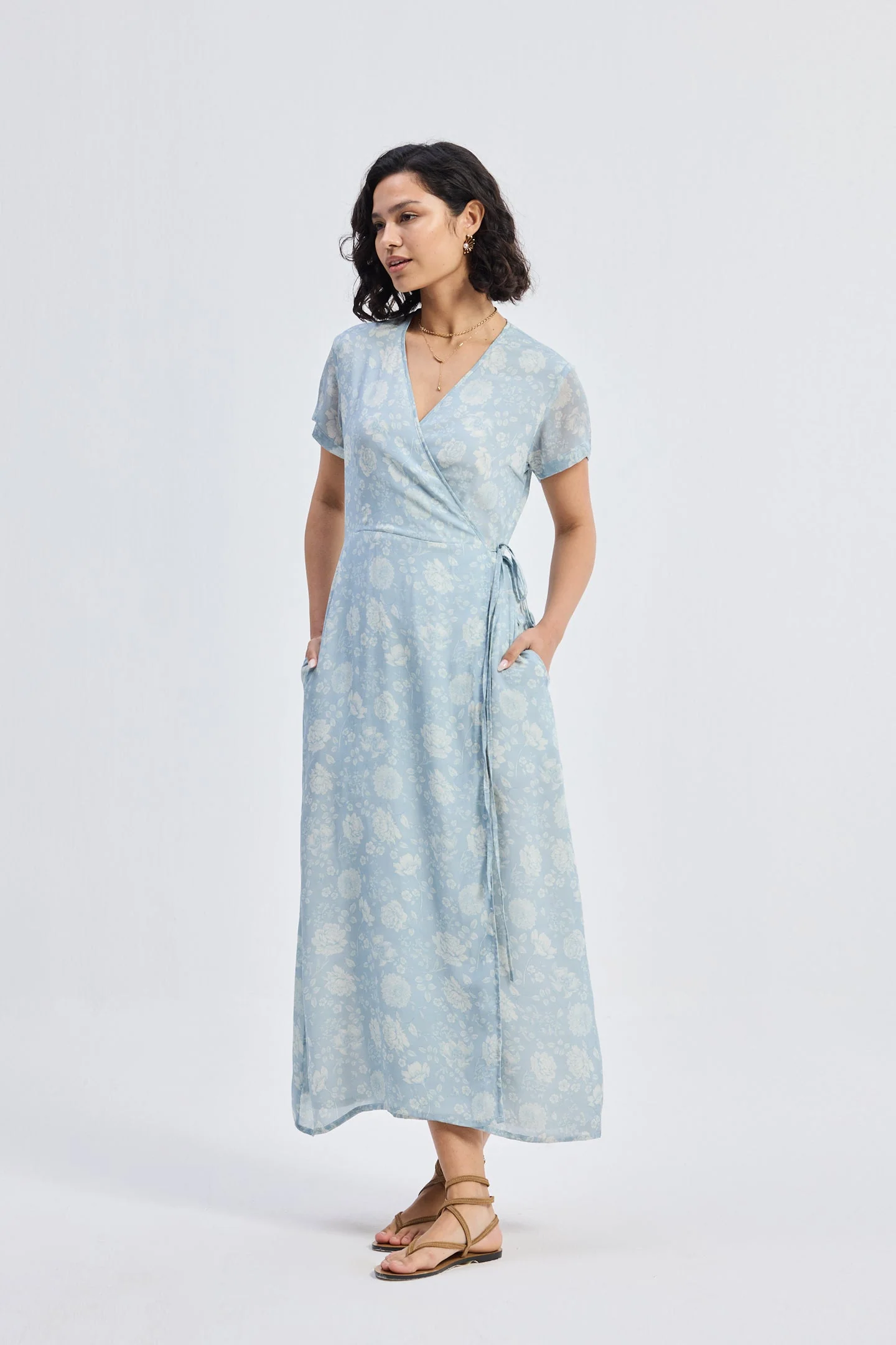 Maxi Wrap Dress in Florals - Image 11