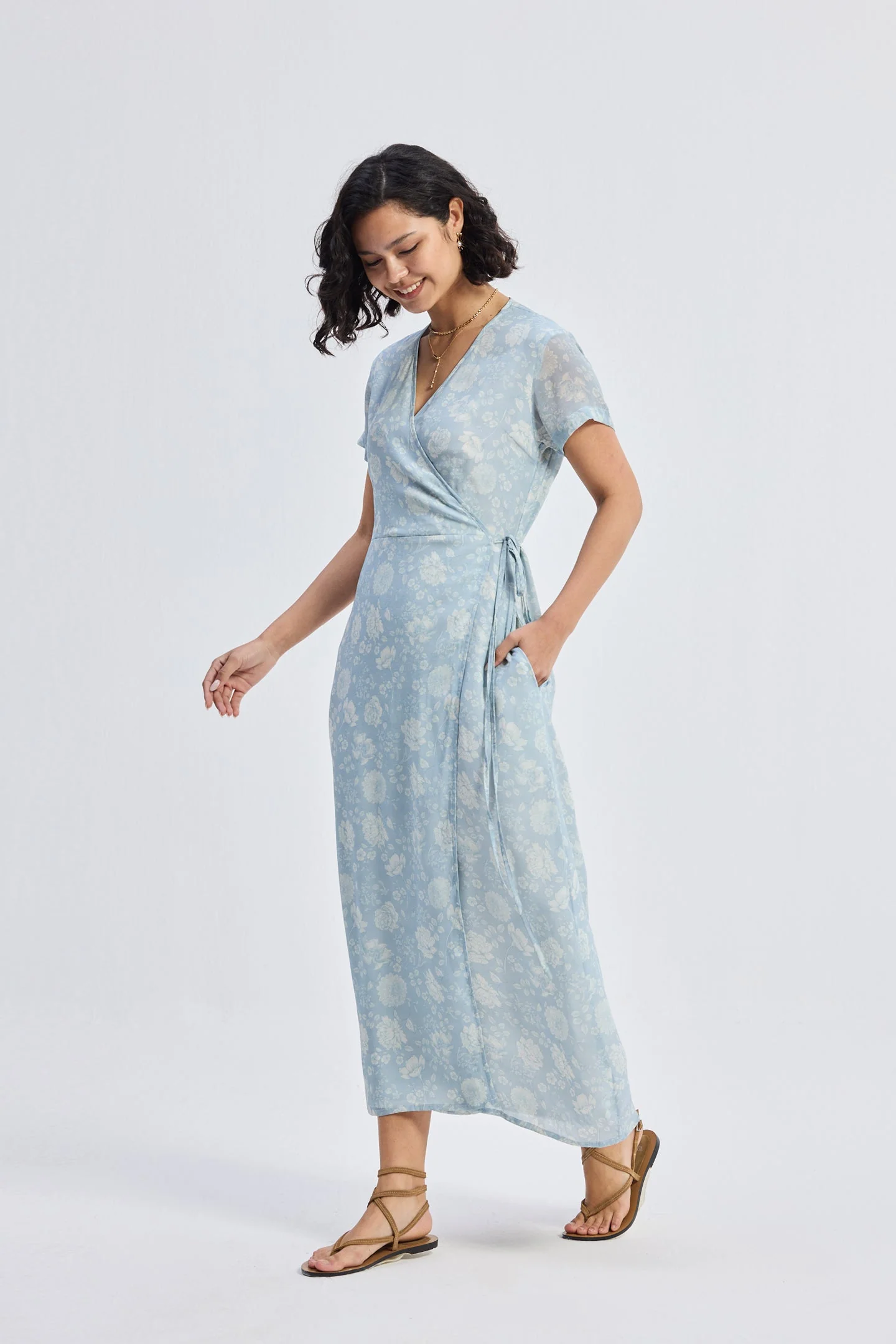 Maxi Wrap Dress in Florals - Image 12