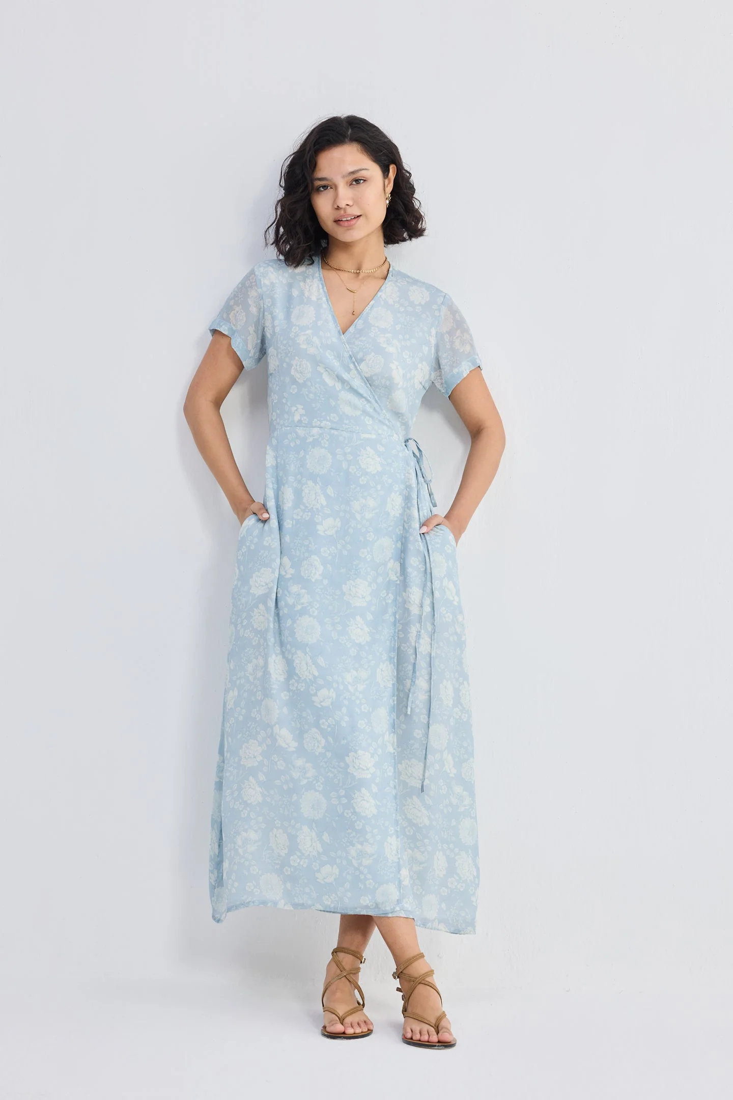 Maxi Wrap Dress in Florals - Image 3