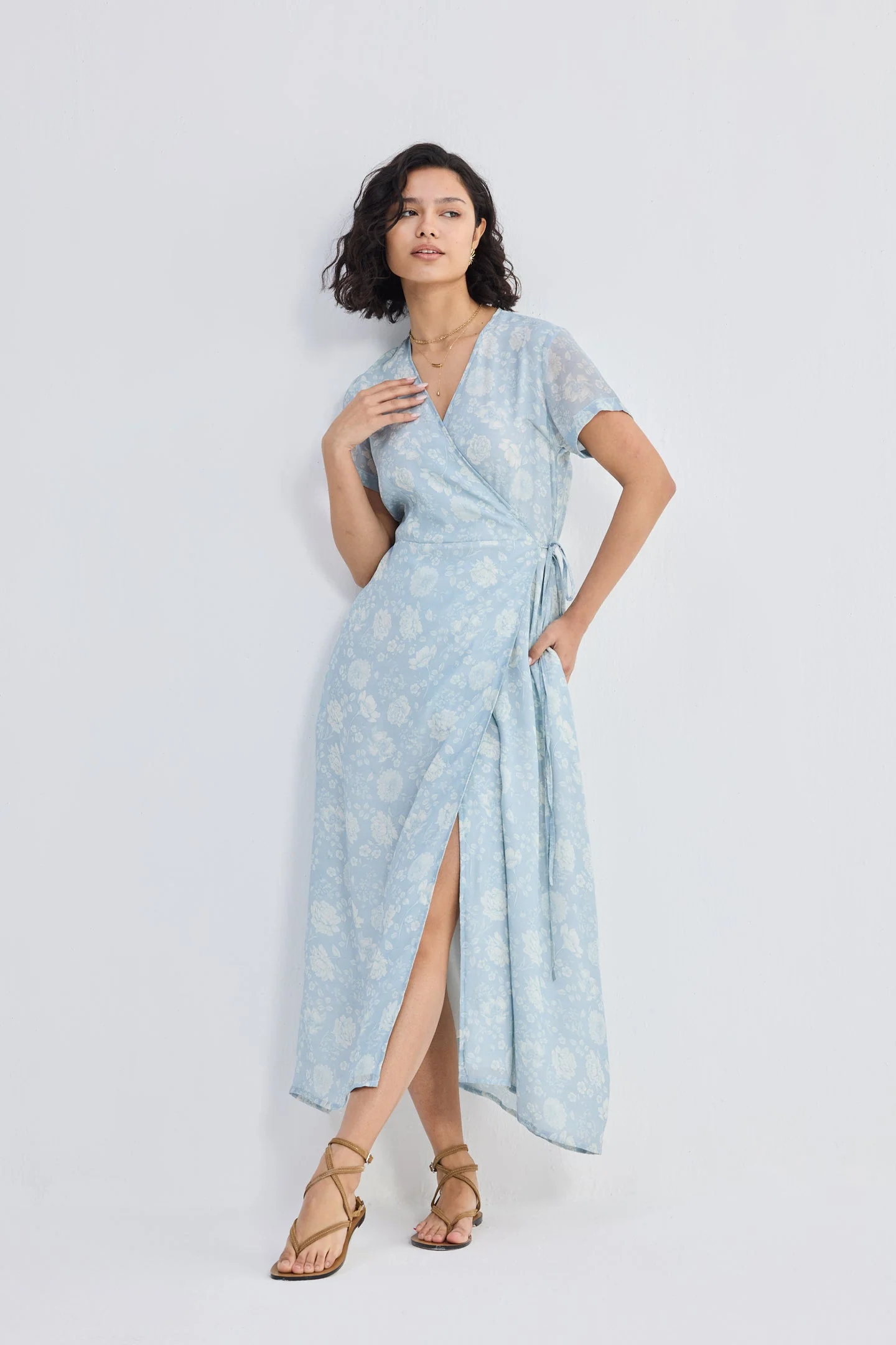 Maxi Wrap Dress in Florals - Image 4