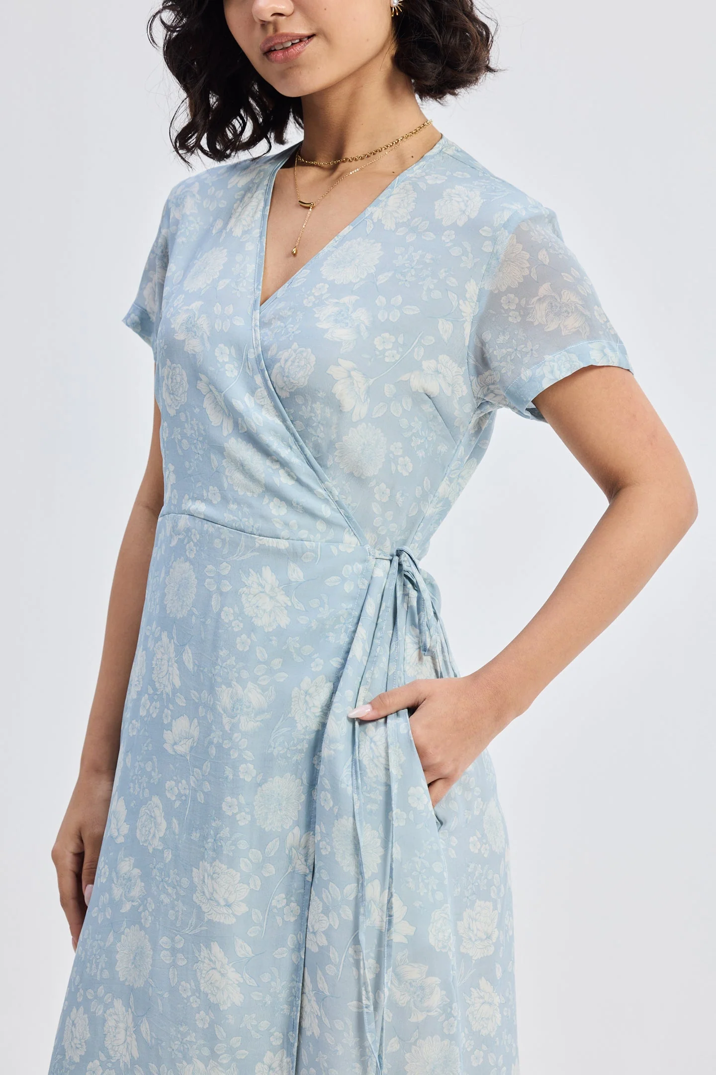 Maxi Wrap Dress in Florals - Image 6
