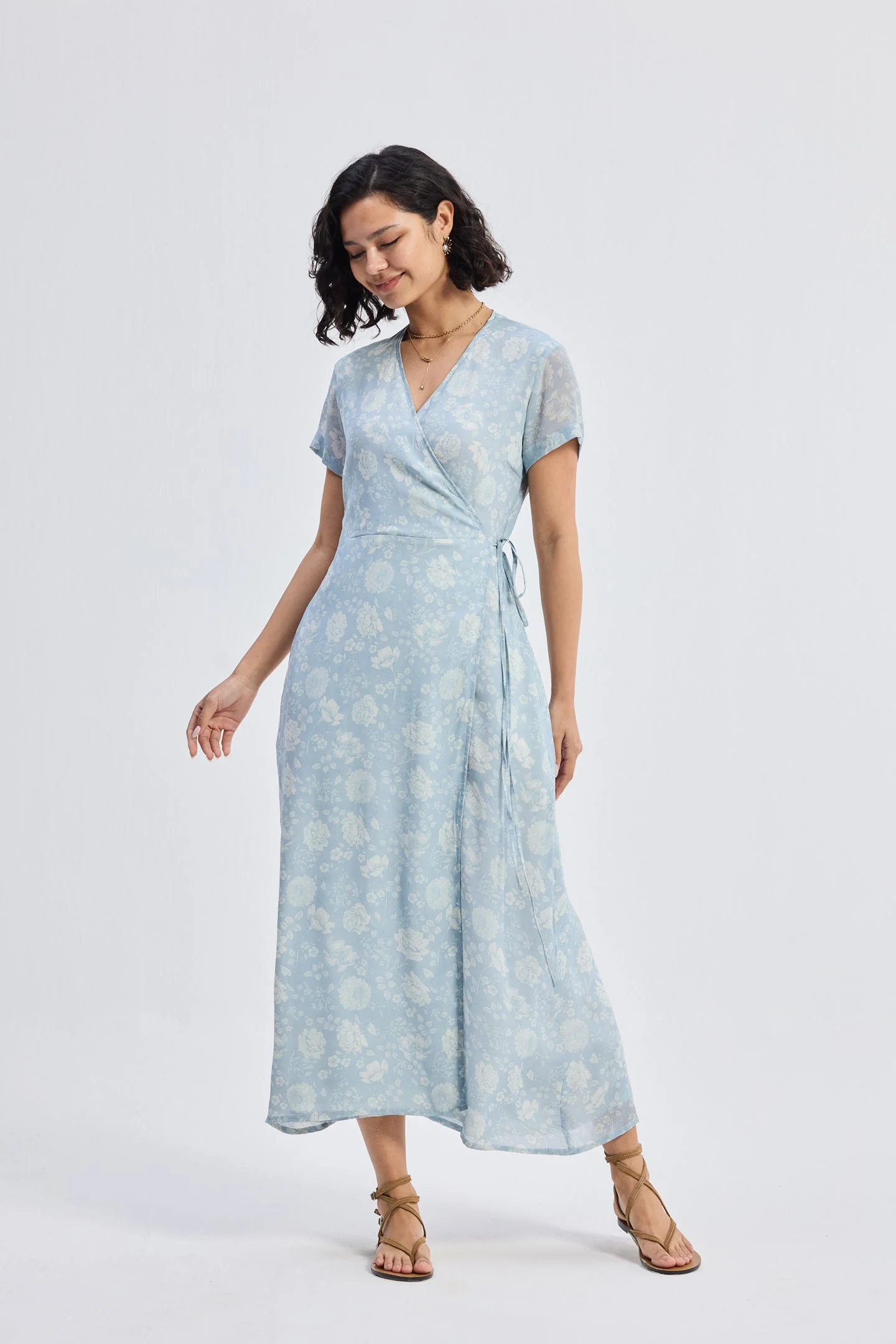 Maxi Wrap Dress in Florals - Image 7