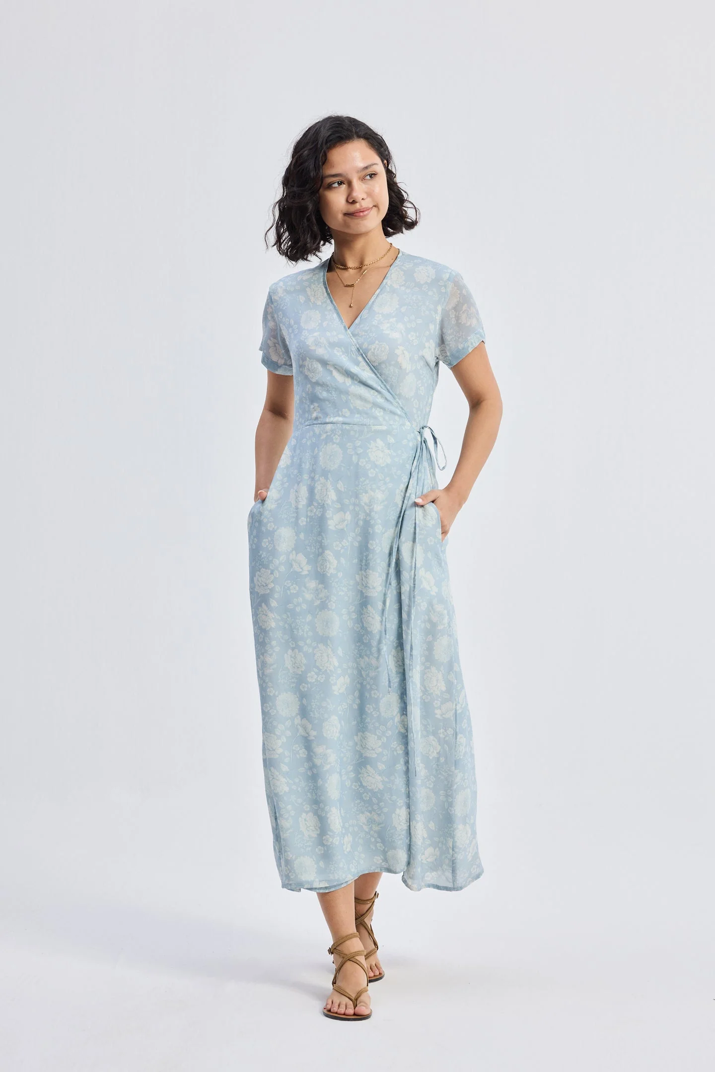 Maxi Wrap Dress in Florals - Image 9