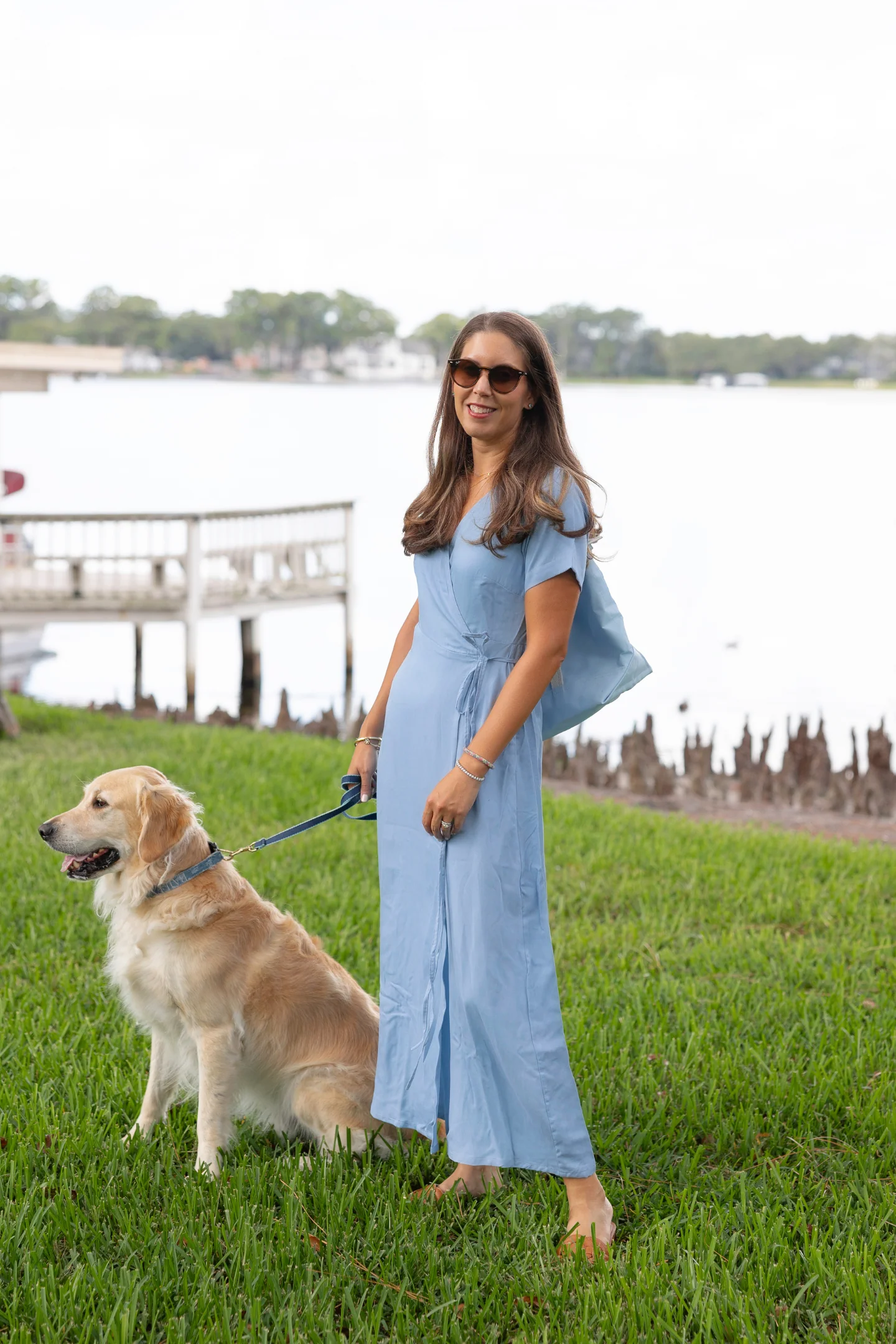 Maxi Wrap Dress in Light Blue - Image 17