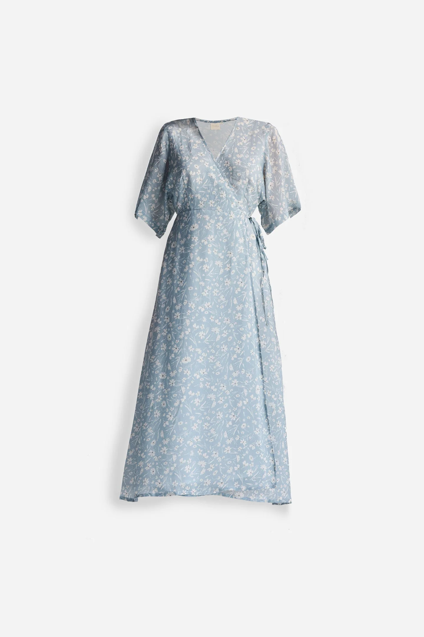 Maxi Wrap Dress in Light Blue Florals - Image 11