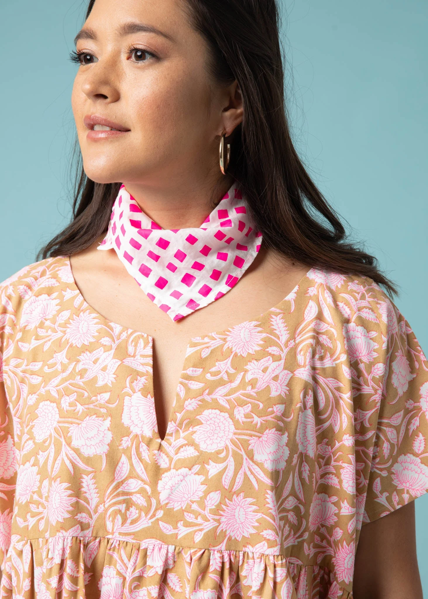 Meadow Dress - Floral Escape in Baked Clay & Neon Pink - Image 6