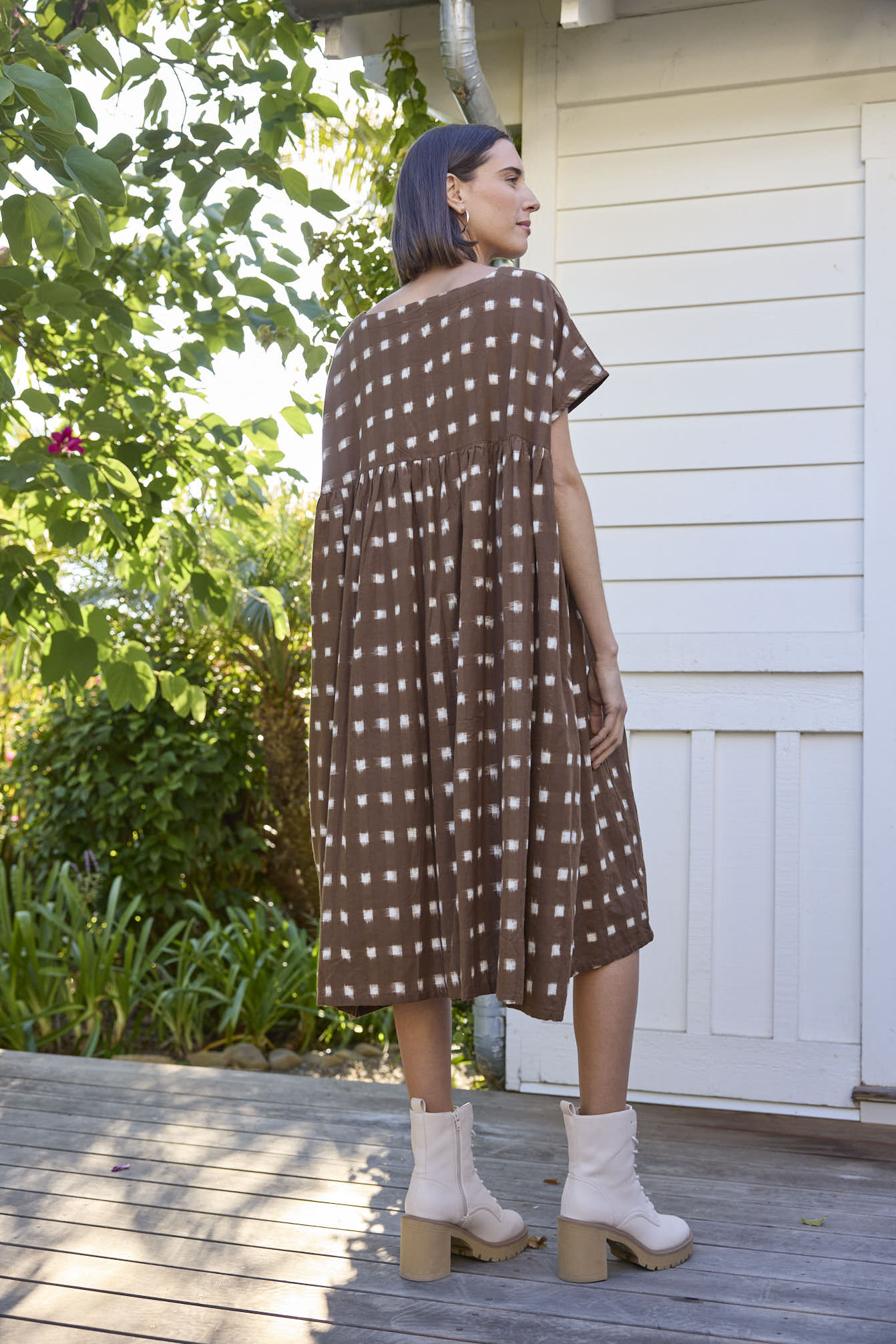 Meadow Dress - Ikat Squares Mocha - Image 12