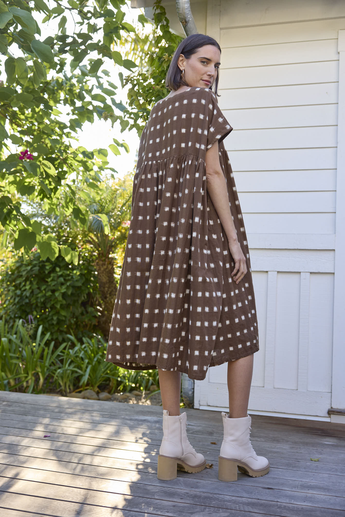 Meadow Dress - Ikat Squares Mocha - Image 2