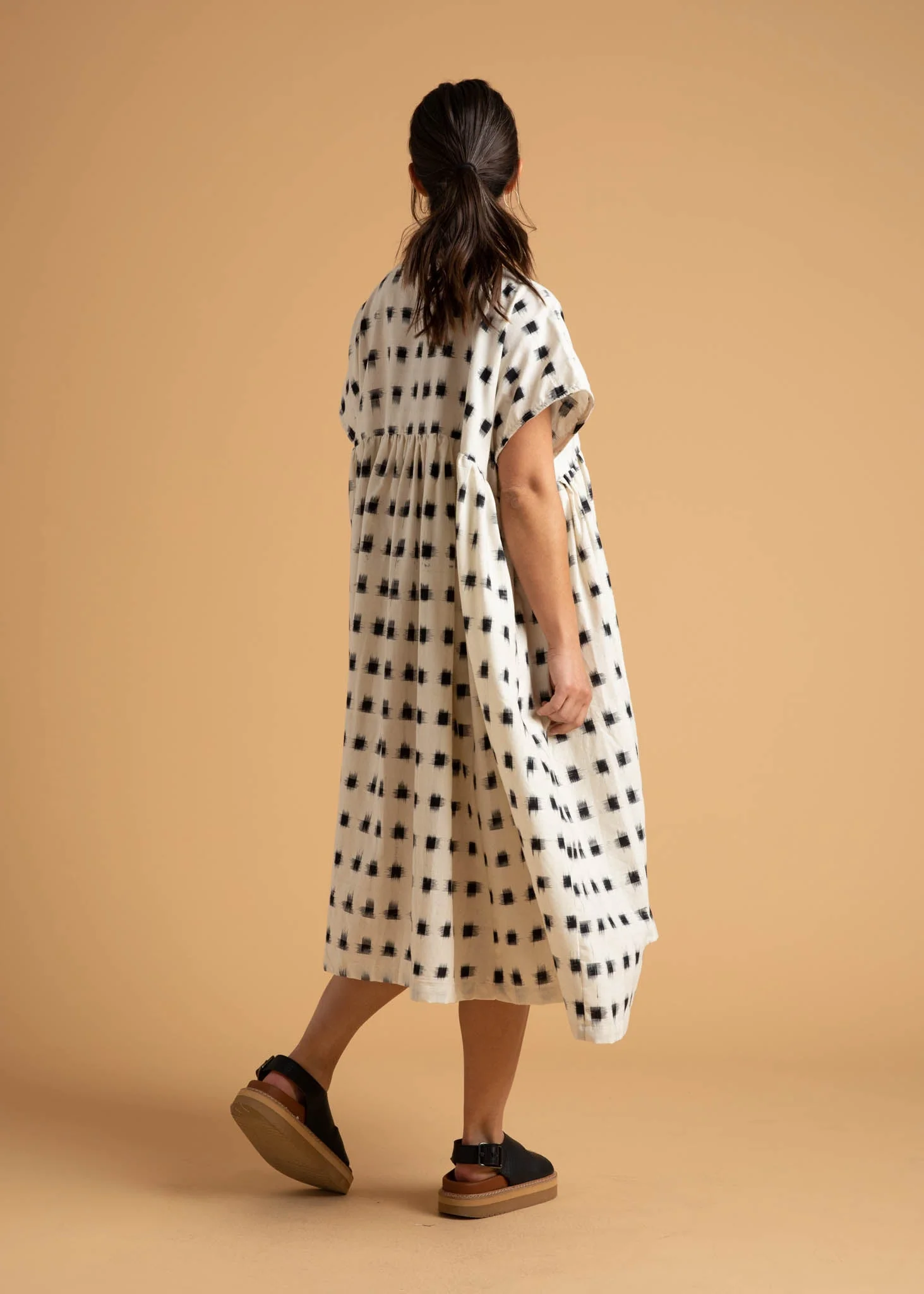 Meadow Dress - Ikat Squares Natural Black - Image 7