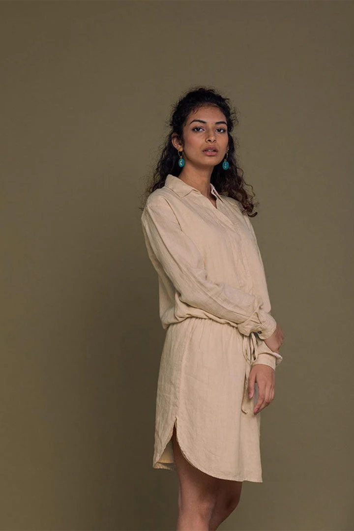 Meet me by the Cliff Dress in Neutral Beige - Image 10