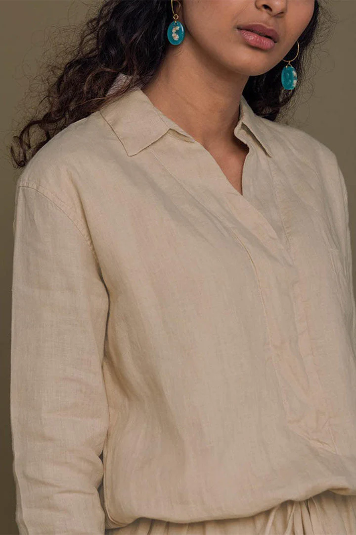 Meet me by the Cliff Dress in Neutral Beige - Image 11