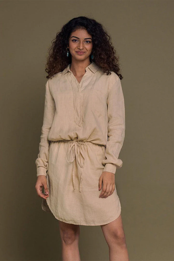 Meet me by the Cliff Dress in Neutral Beige - Image 5