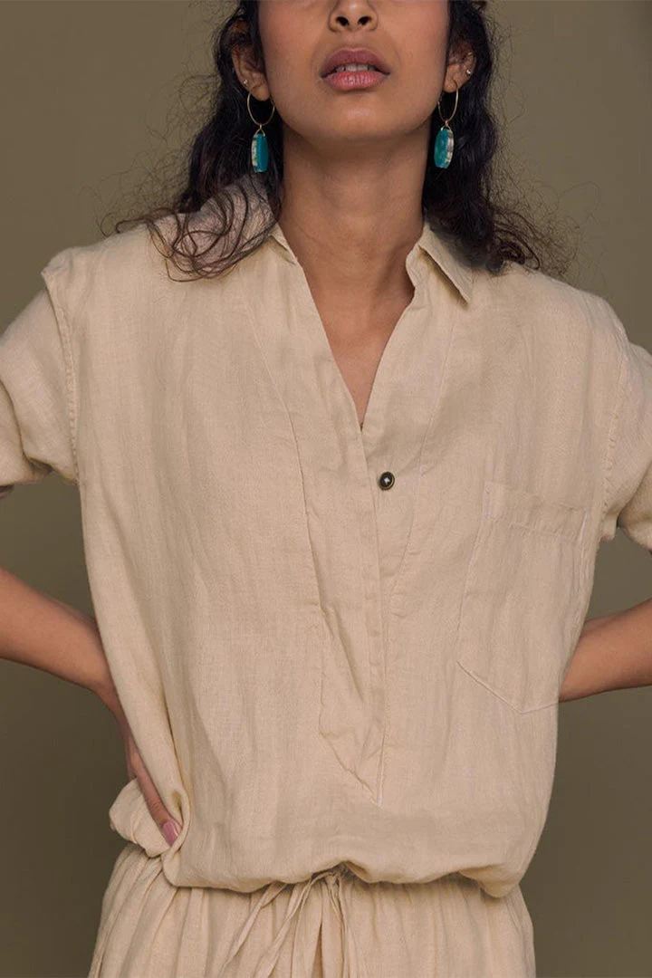 Meet me by the Cliff Dress in Neutral Beige - Image 6