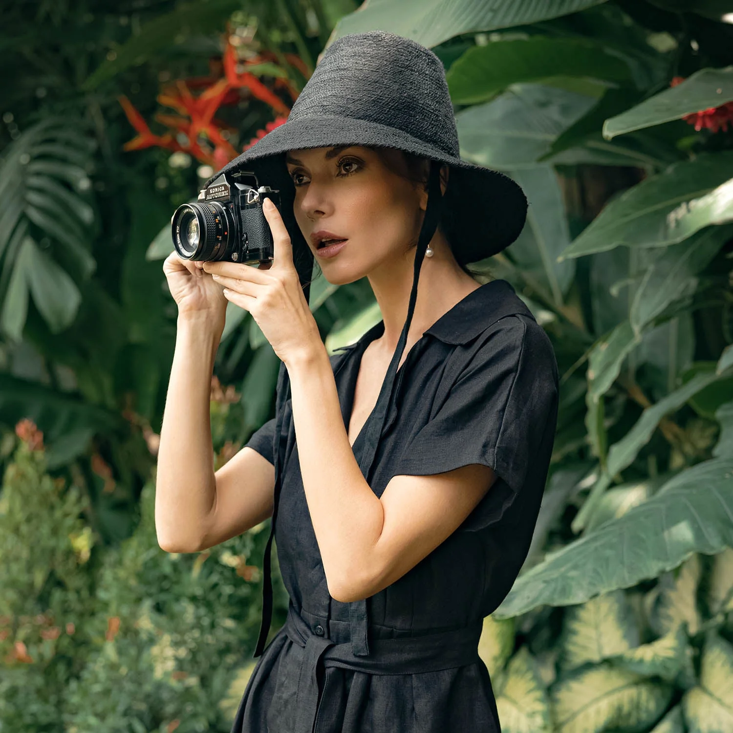 MEG Jute Straw Hat In Black - Image 3