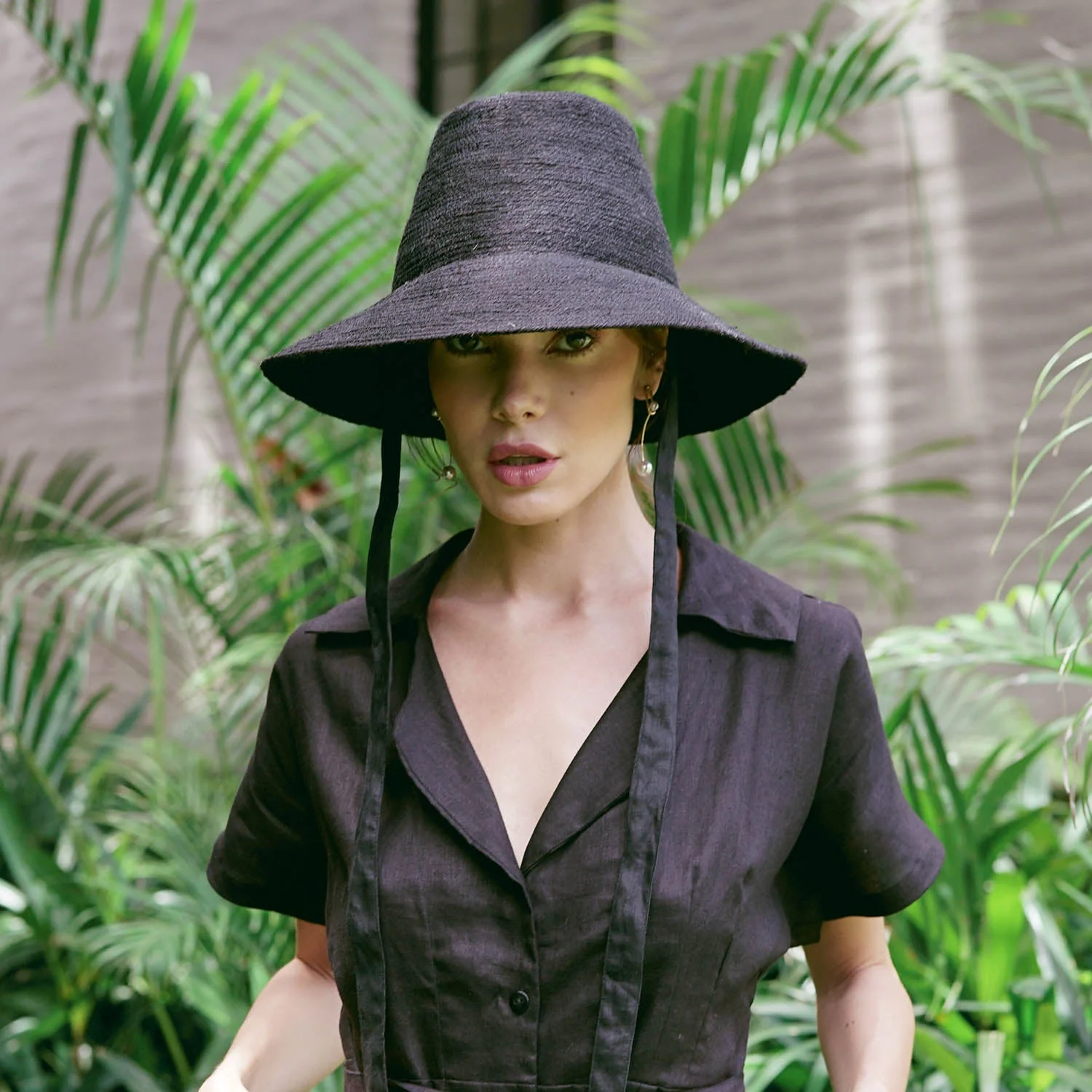 MEG Jute Straw Hat In Black - Image 4