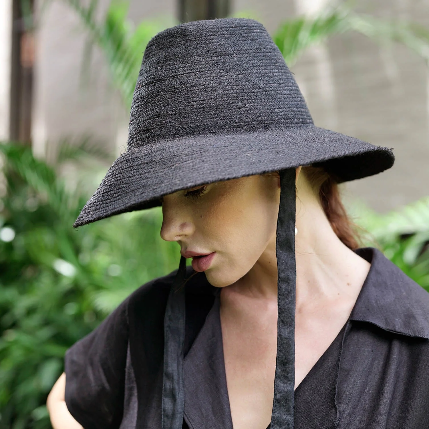 MEG Jute Straw Hat In Black - Image 5