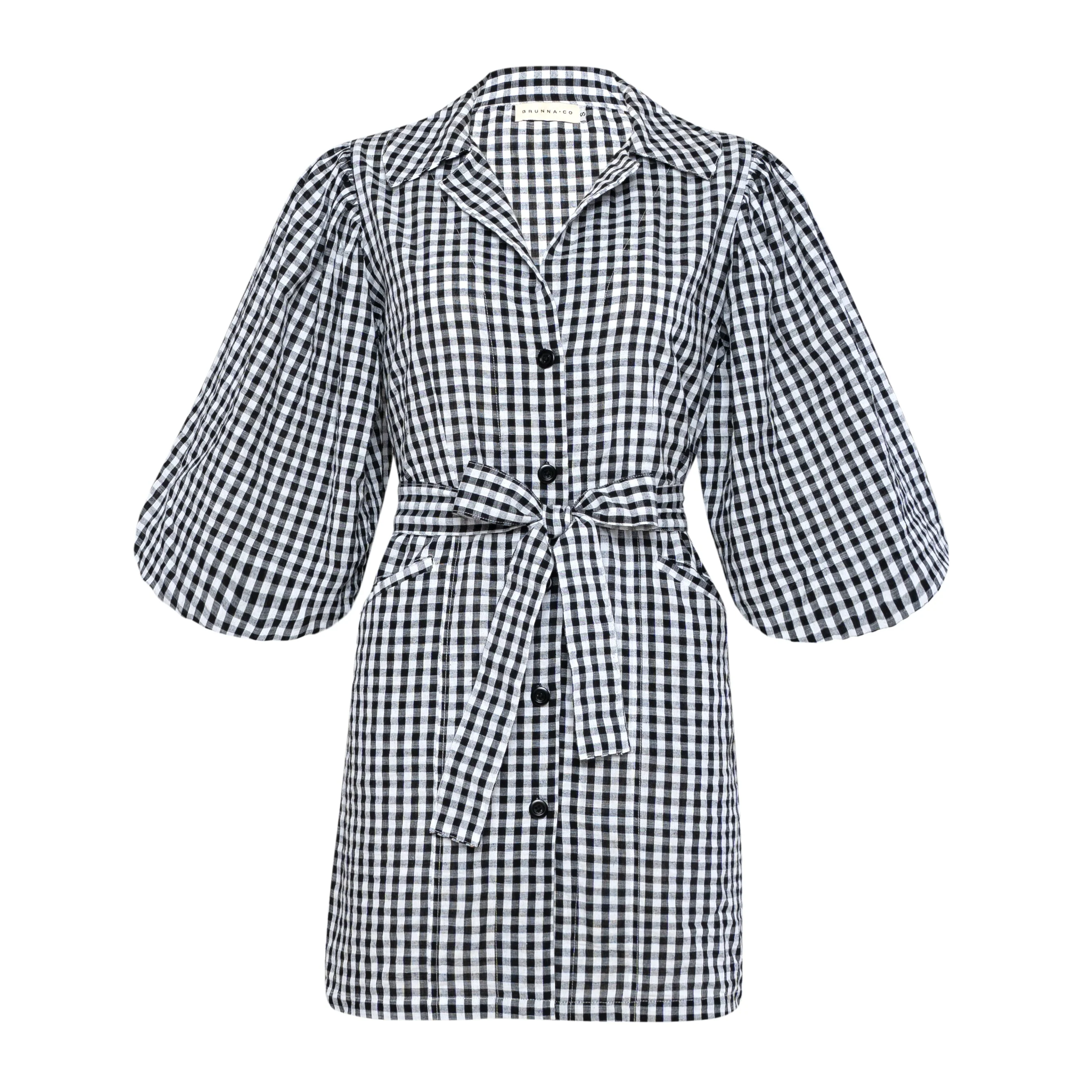 MEGHAN Mini Gingham Dress, in Black - Image 5