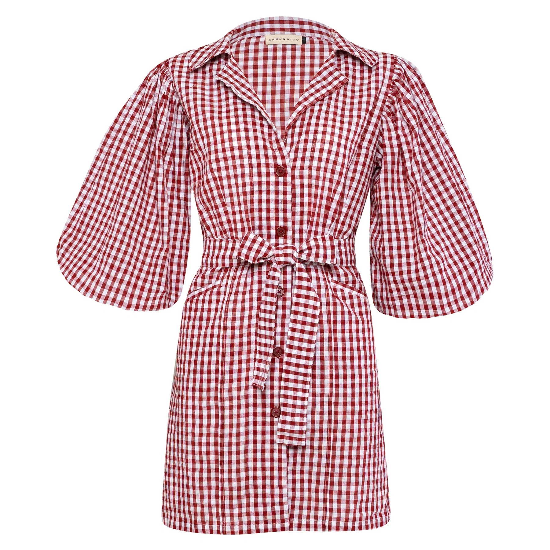 MEGHAN Mini Gingham Dress, in Red - Image 5
