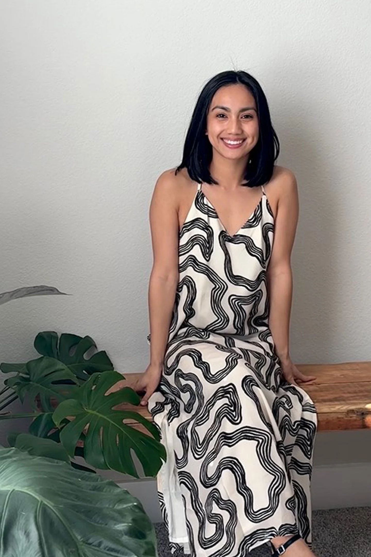 Midi Slip Dress in Black Stripes - Image 10