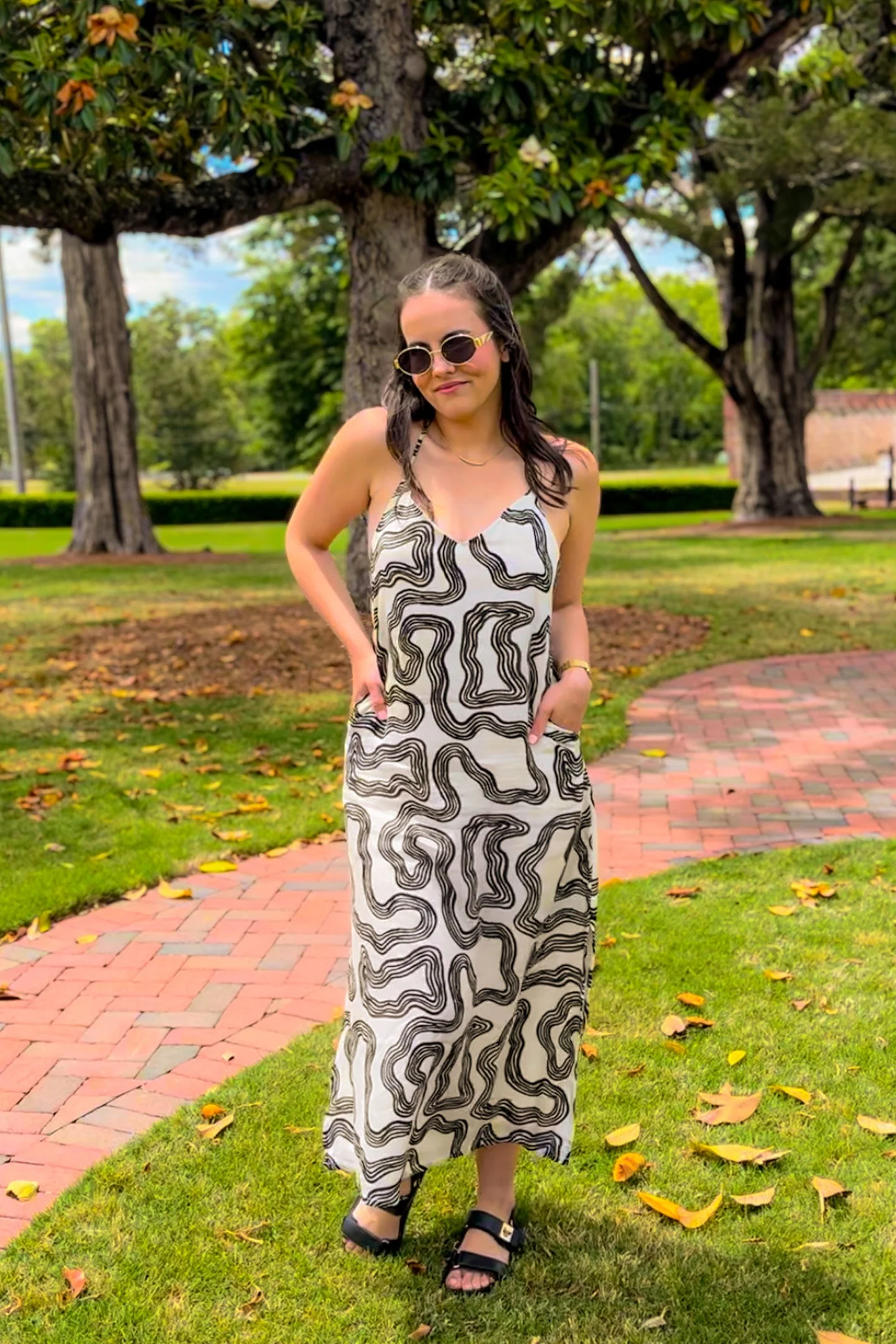 Midi Slip Dress in Black Stripes - Image 11