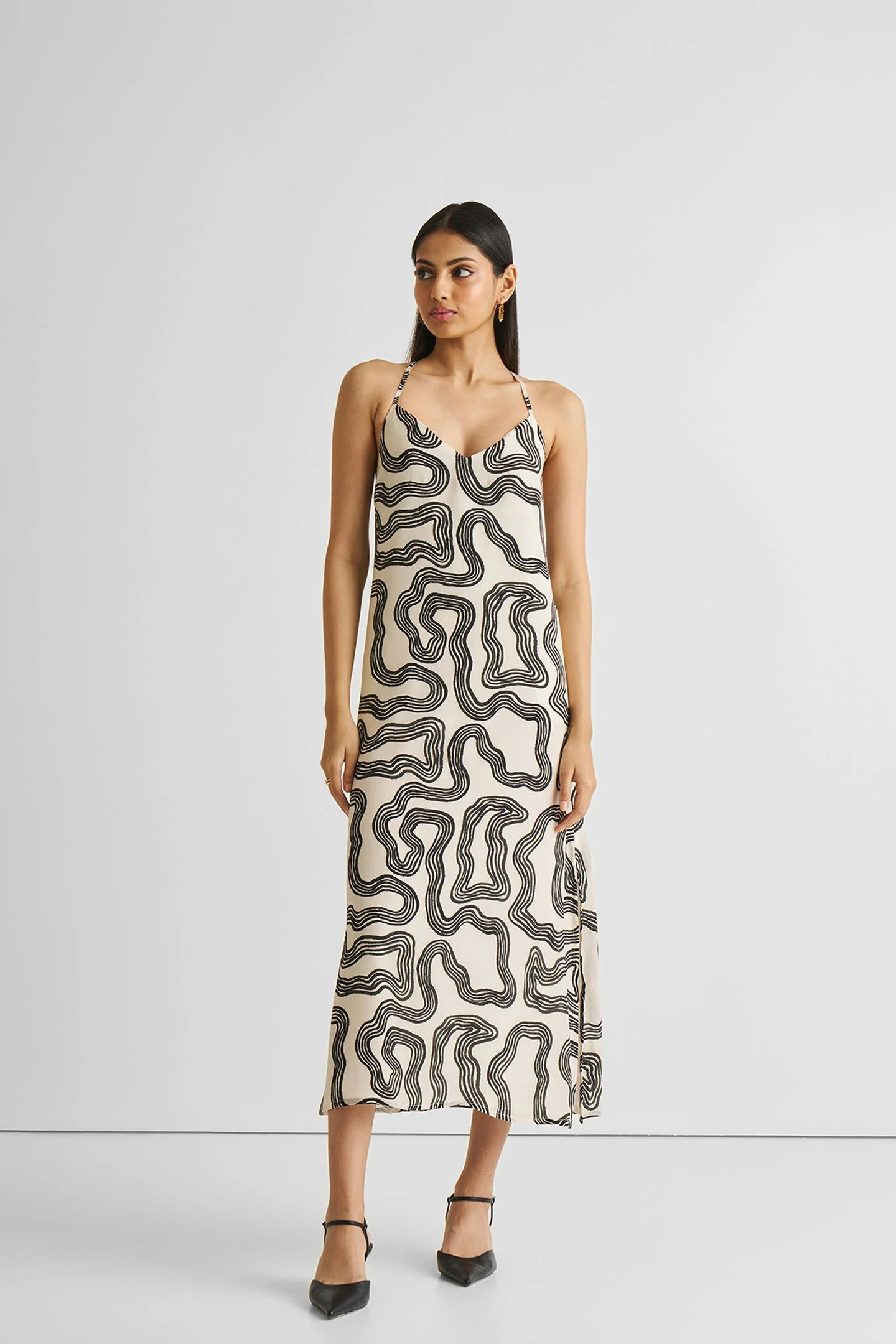 Midi Slip Dress in Black Stripes - Image 6